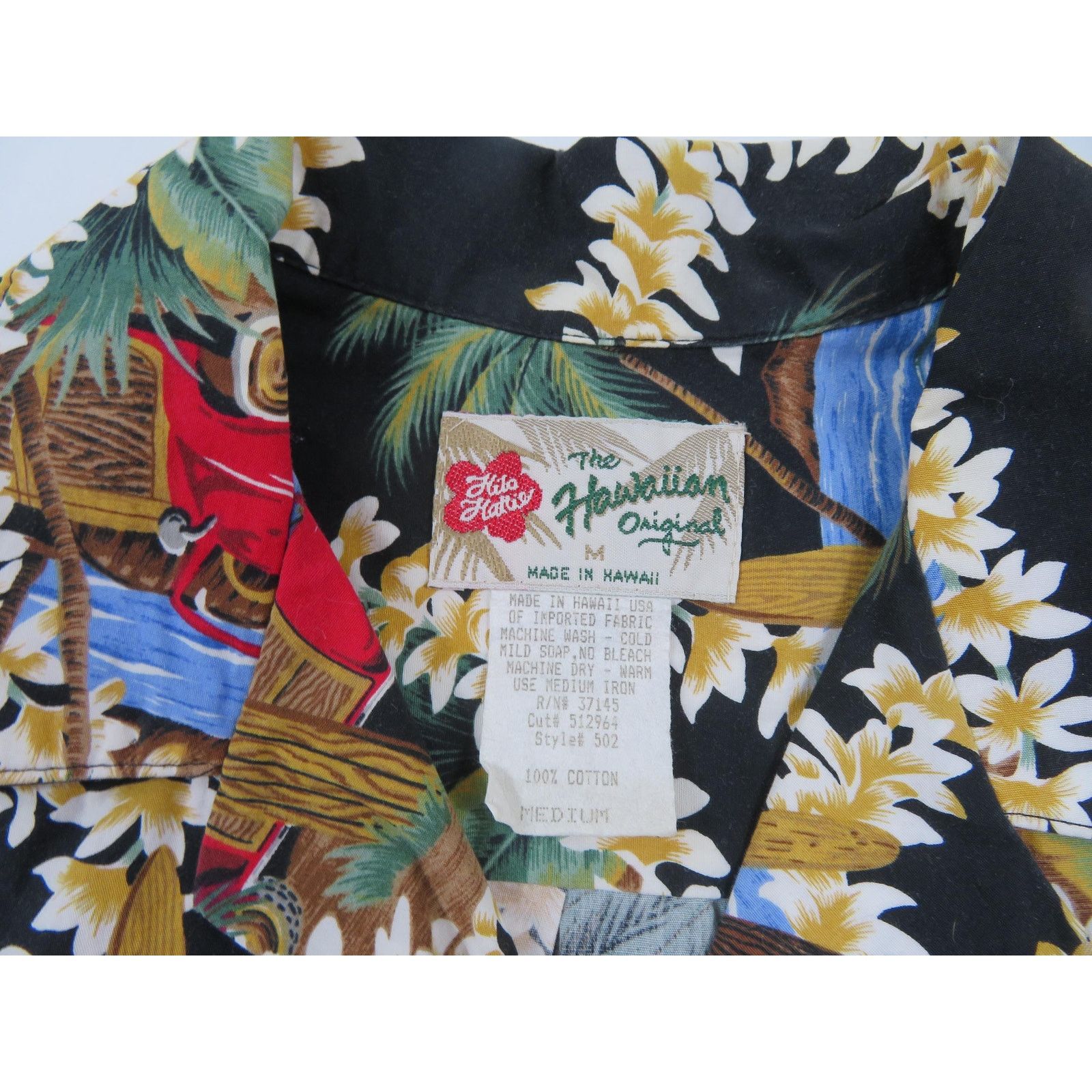 Hilo Hattie Hilo Hattie Hawaiian Shirt, Button Up, Black Sz M 1980s Size US M / EU 48-50 / 2 - 2 Thumbnail
