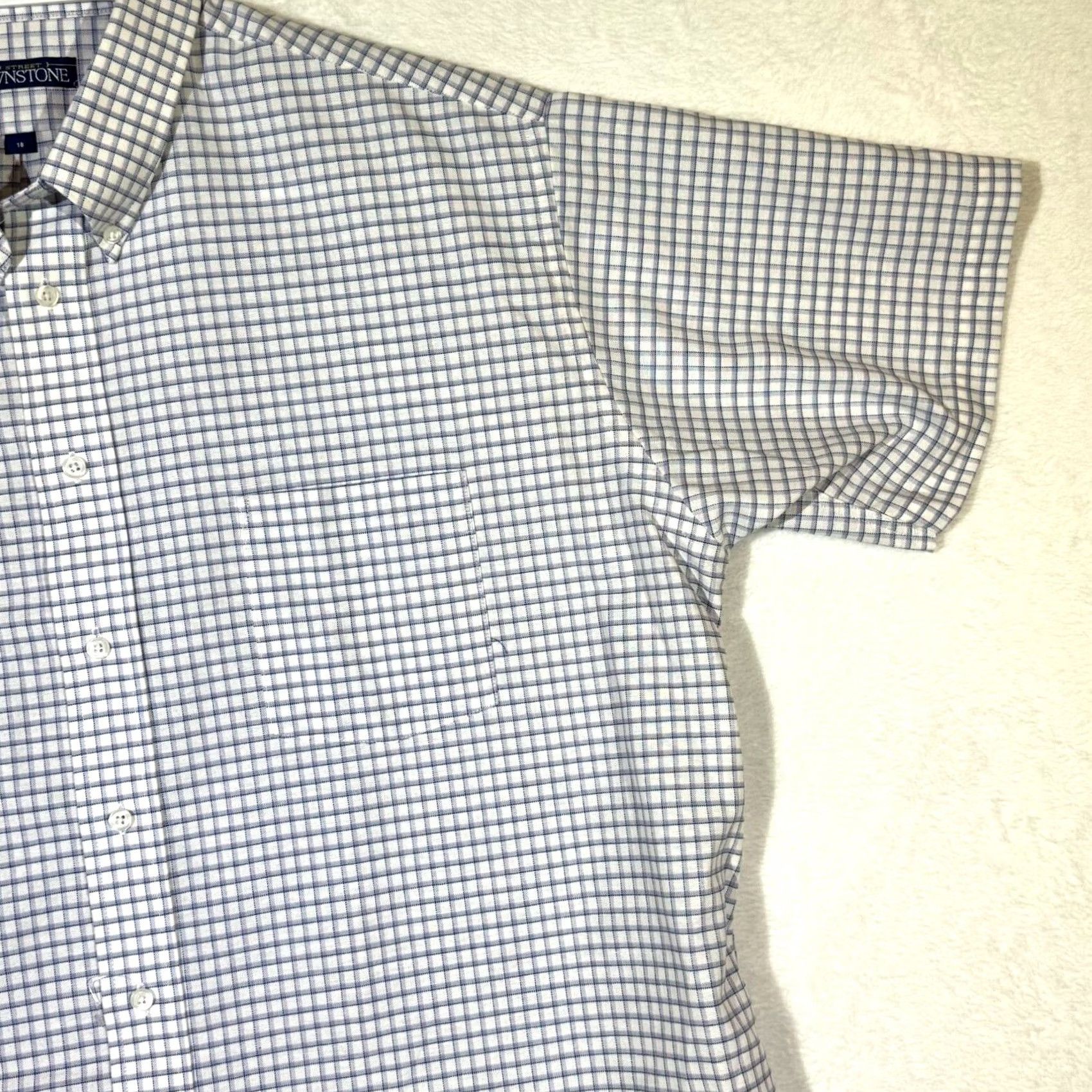 Vintage 59th Street Brownstone Shirt Blue Check Short Sleeve Button-Down M856 Mens Regular 18 XS? Size US XXL / EU 58 / 5 - 4 Thumbnail