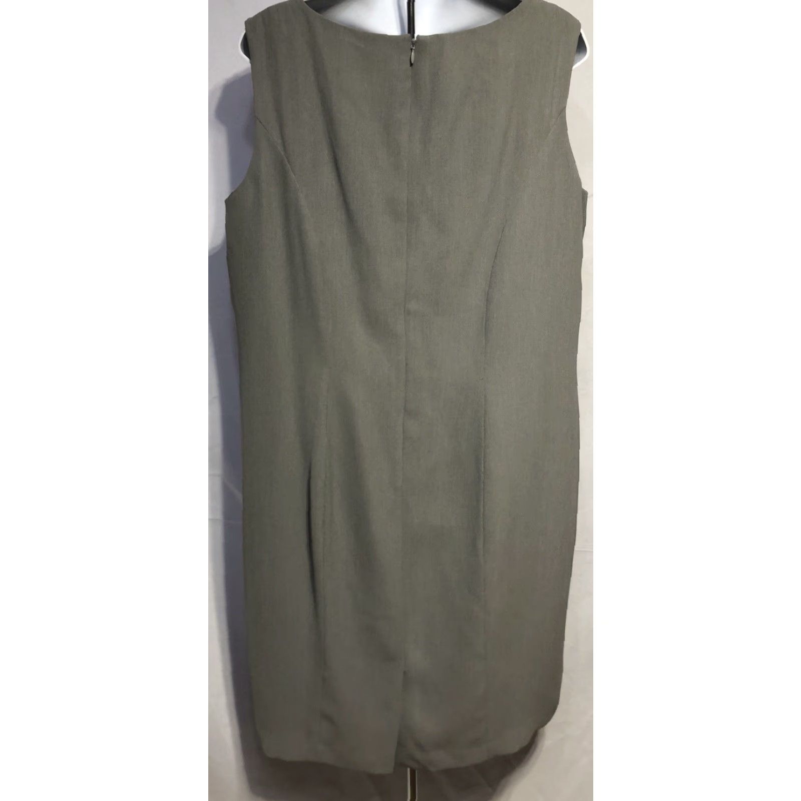 Charter Club Sleeveless Sheath Midi Dress 16W Gray Lined Slit Career Work  Dress