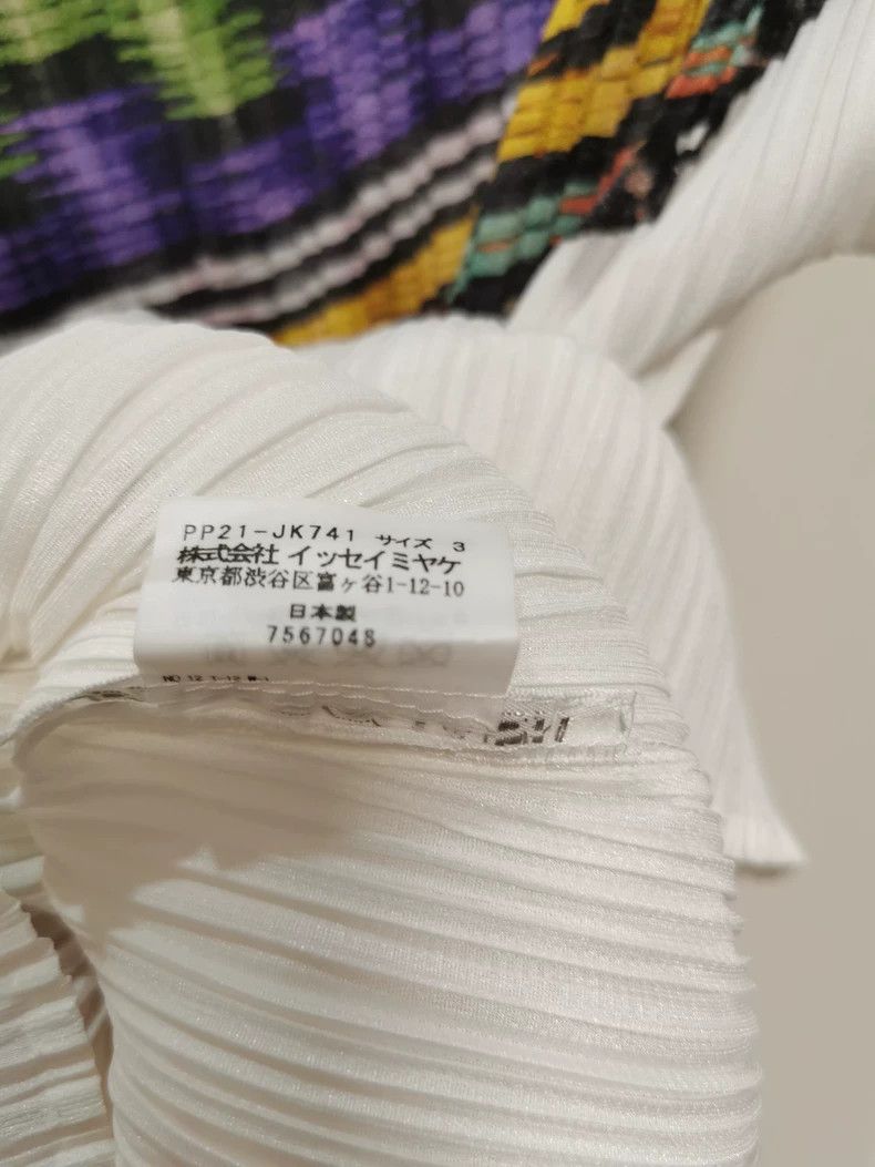 Issey Miyake Issey Miyake size:3 Colorful collar, white short-sleeved s Size S / US 4 / IT 40 - 4 Thumbnail