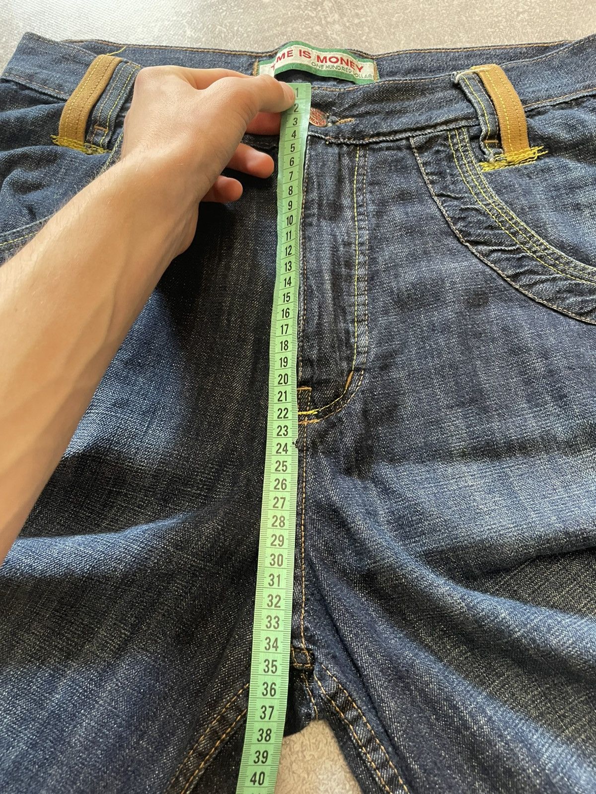 Time is Money Embroidered Logo Jnco Style Baggy Denim Shorts