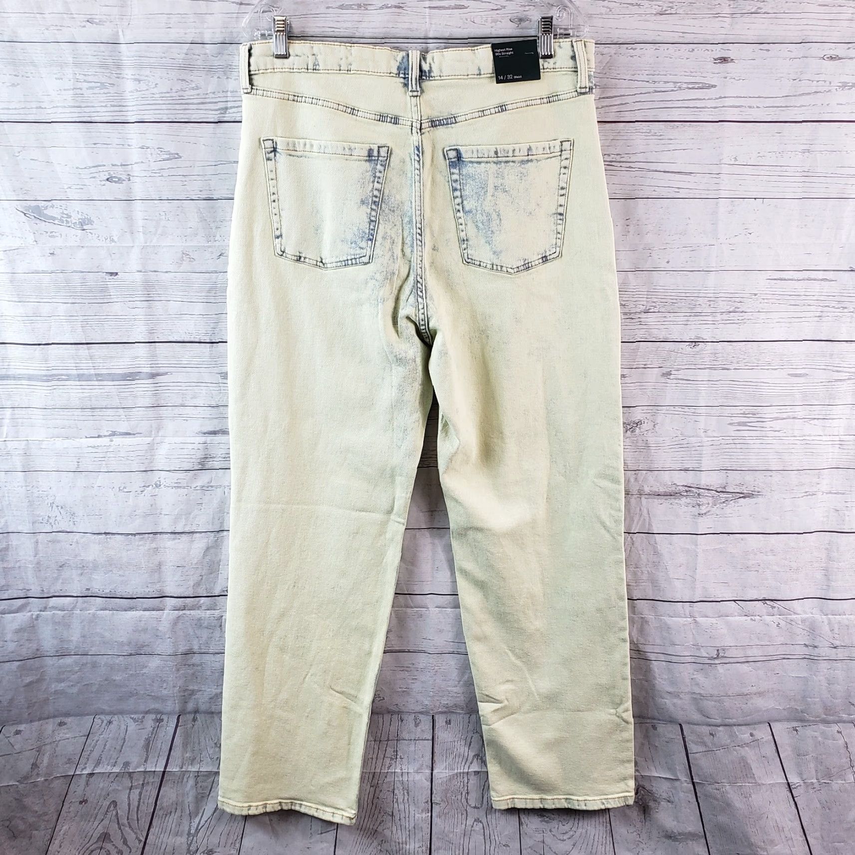 Vintage VINTAGE Wild Fable Womens Highest Rise 90s Straight Jeans Sz 14 Acid Over-Dye Lime Green Size 36" / US 14 / IT 50 - 3 Thumbnail