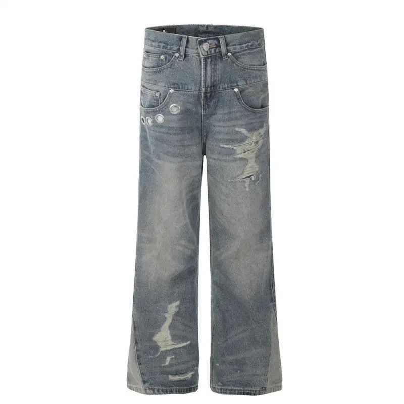 Japanese Brand Retro loose fitting patchwork micro flared jeans Size US 32 / EU 48 - 6 Thumbnail