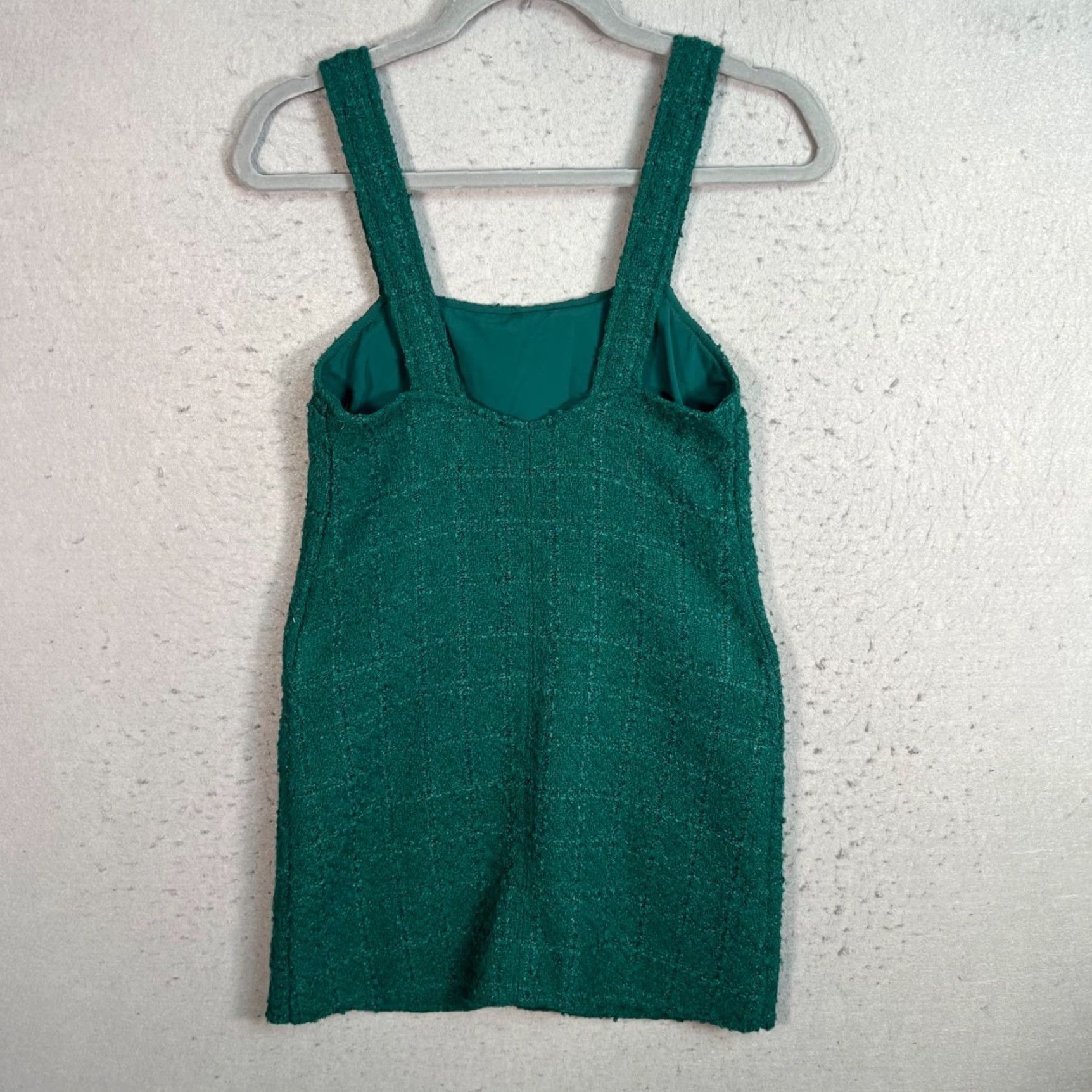 Abercrombie & Fitch Abercrombie & Fitch Womens XXS P Green Tweed Mini Pinafore Dress With Pockets Size XXS / US 00 / IT 34 - 2 Thumbnail
