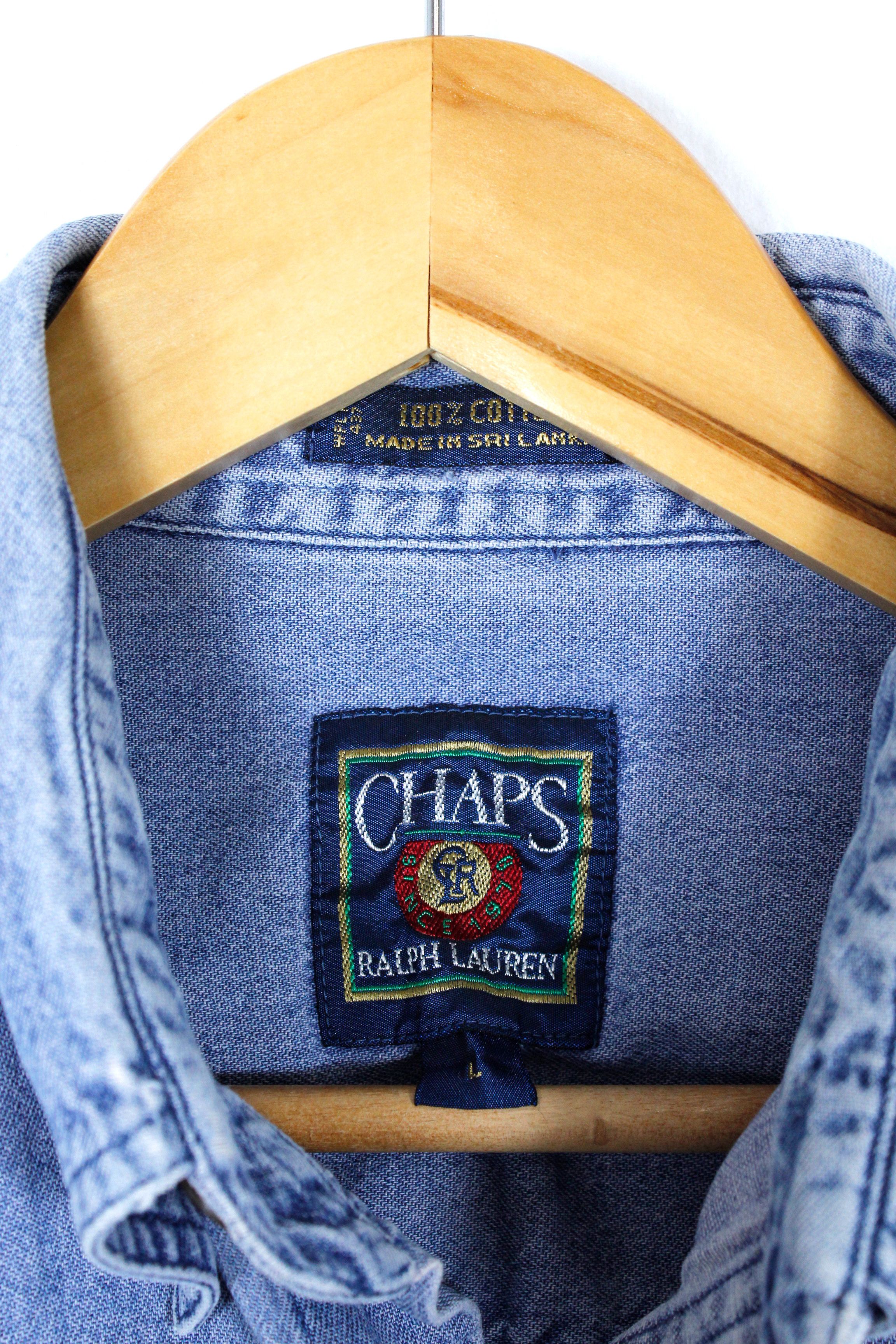 Chaps Ralph Lauren × Denime × Polo Ralph Lauren Vintage Chaps Ralph Lauren Logo Denim Jeans Shirt 90s Size US L / EU 52-54 / 3 - 4 Thumbnail