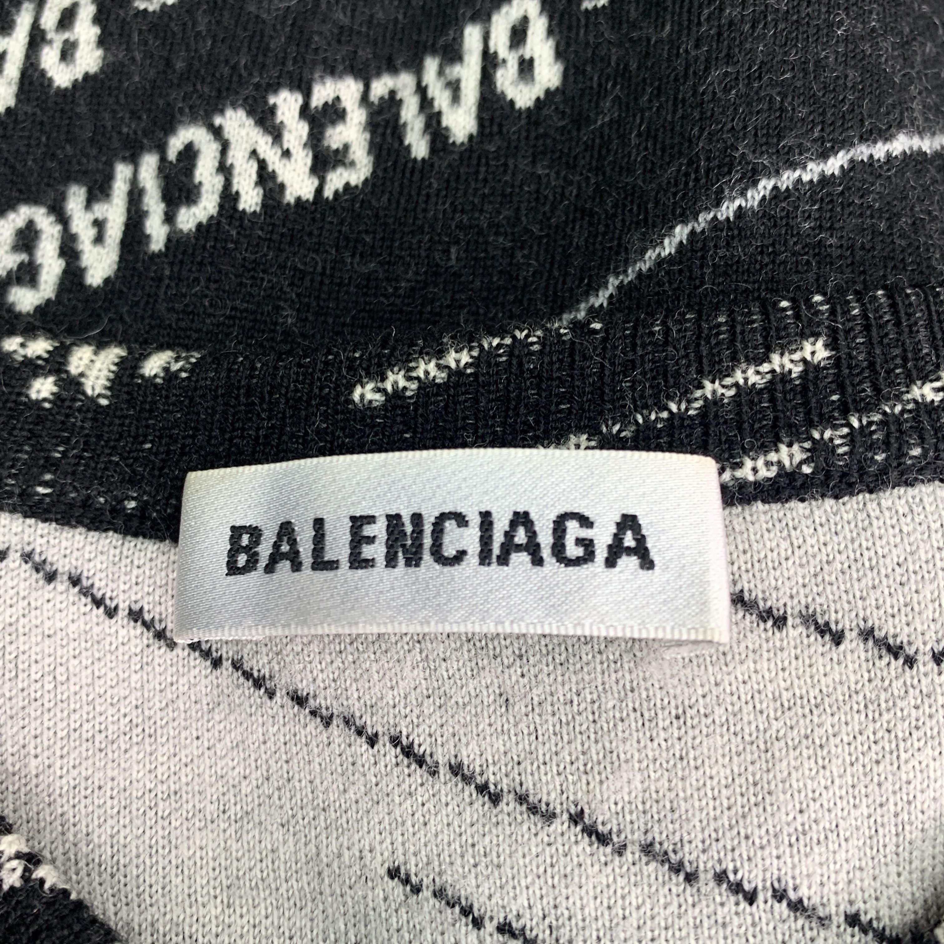 Balenciaga CW0446 Balenciaga Womens Black & White Logo Print Sweater Size S / US 4 / IT 40 - 5 Thumbnail