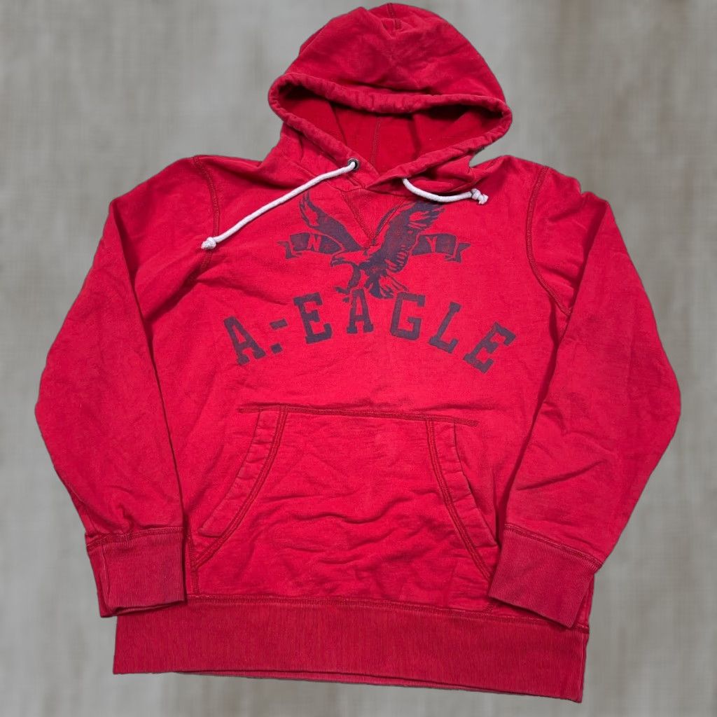 American Eagle Outfitters VINTAGE American Eagle Outfitters Hoodie Men M Red Logo Hooded Sweatshirt 2000s Spellout Bird Graphic Print All Seasons Size US M / EU 48-50 / 2 - 1 Thumbnail
