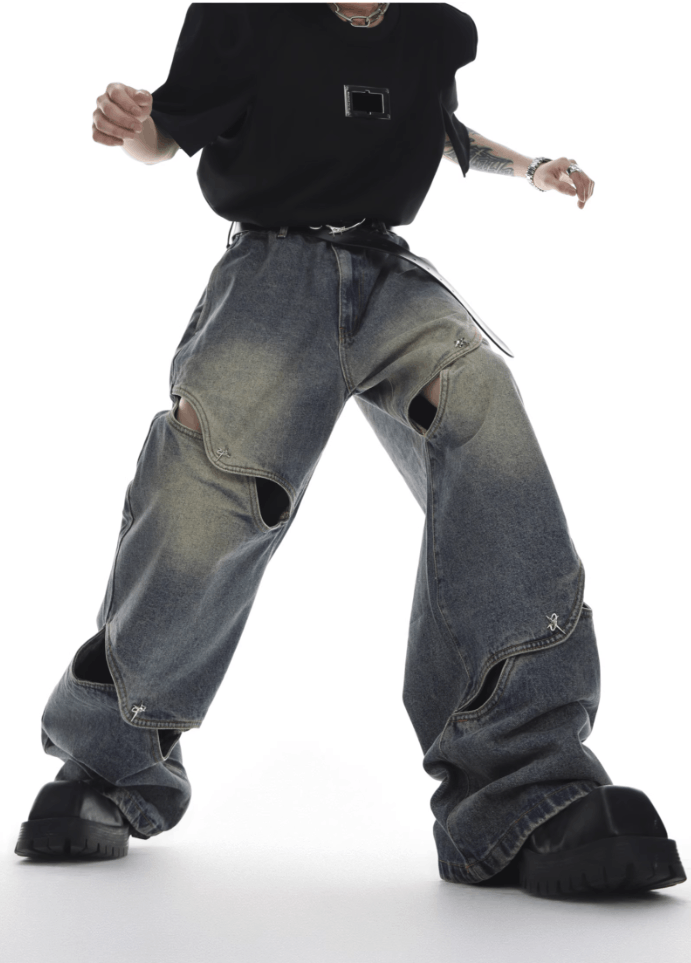 Other Y2K Blue Washed Metal Button Design Wide Leg Jeans Size US 34 / EU 50 - 4 Thumbnail