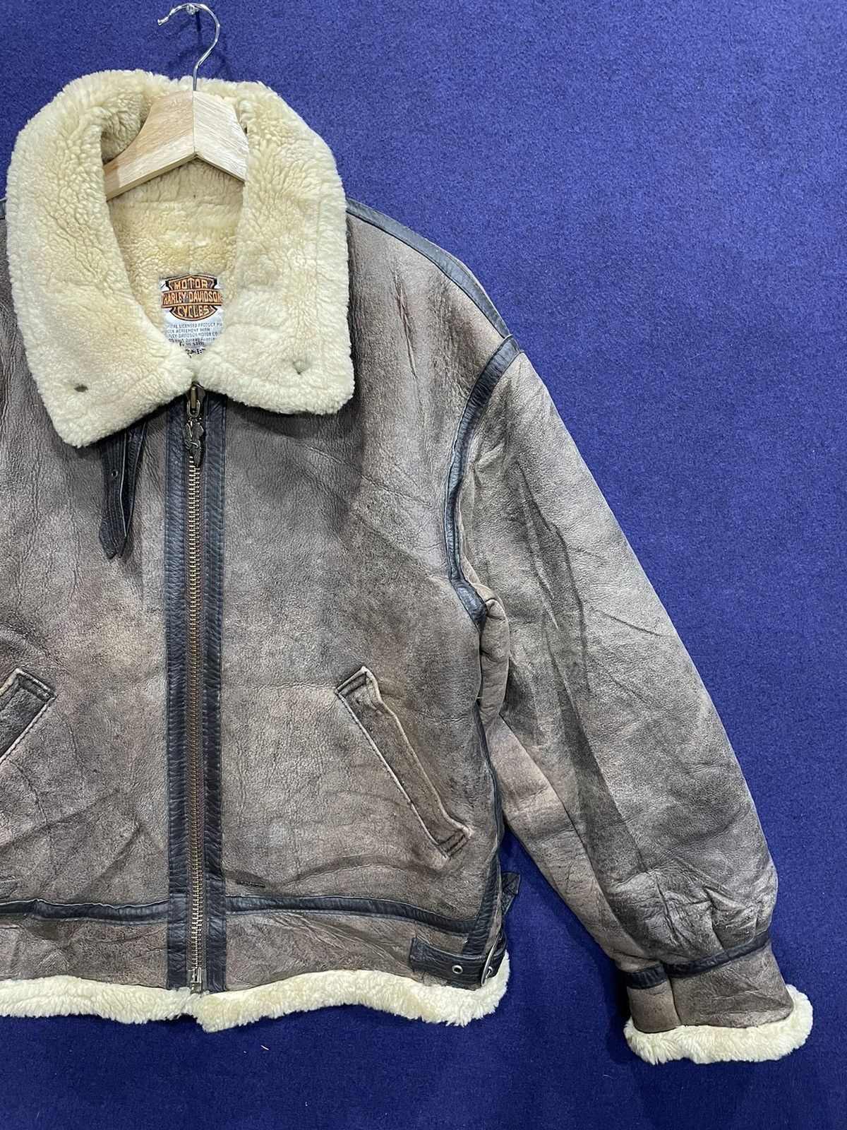 Harley Davidson Rare Vintage 90s Harley Davidson Sheepskin Shearling Jacket Size US M / EU 48-50 / 2 - 2 Thumbnail