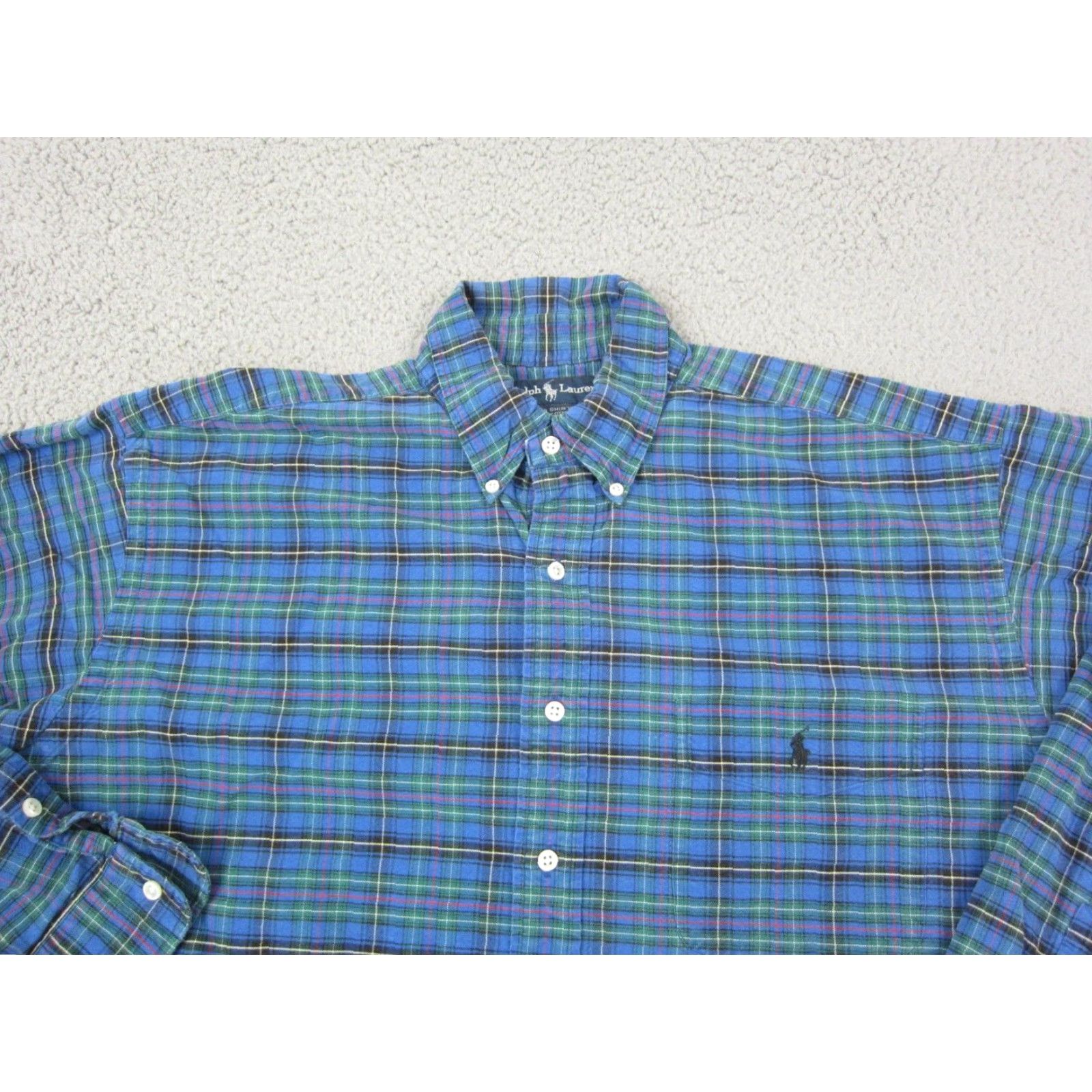 Ralph Lauren VINTAGE Ralph Lauren Shirt Mens Large Blue Pony Oxford Plaid Big Twill Pocket Size US L / EU 52-54 / 3 - 2 Thumbnail