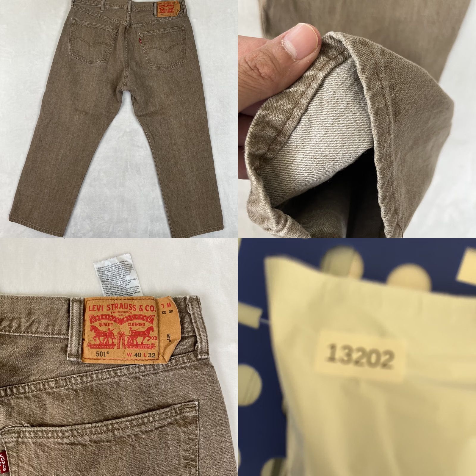 Levi's VINTAGE Levi's 501 Jeans Brown Denim 36x28 USA 90s Mens Regular Straight Pocket Denim Wood Button Made in Mexico Size US 36 / EU 52 - 8 Thumbnail