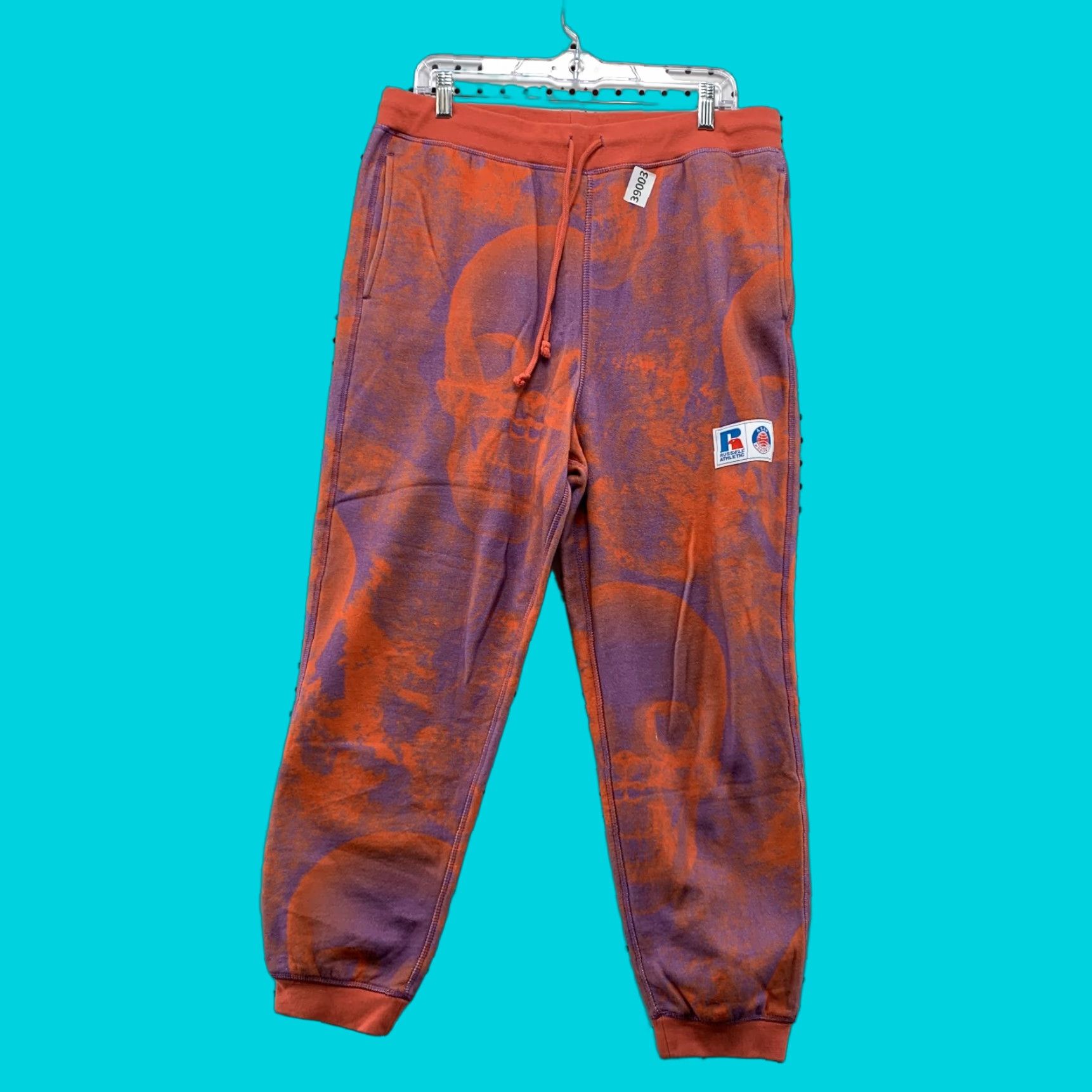 Russell Athletic VINTAGE Russell Athletic A ASAP Sweatpants Men's Medium Orange Skull Activewear 34x26 Hip Hop Size US 31 - 1 Thumbnail