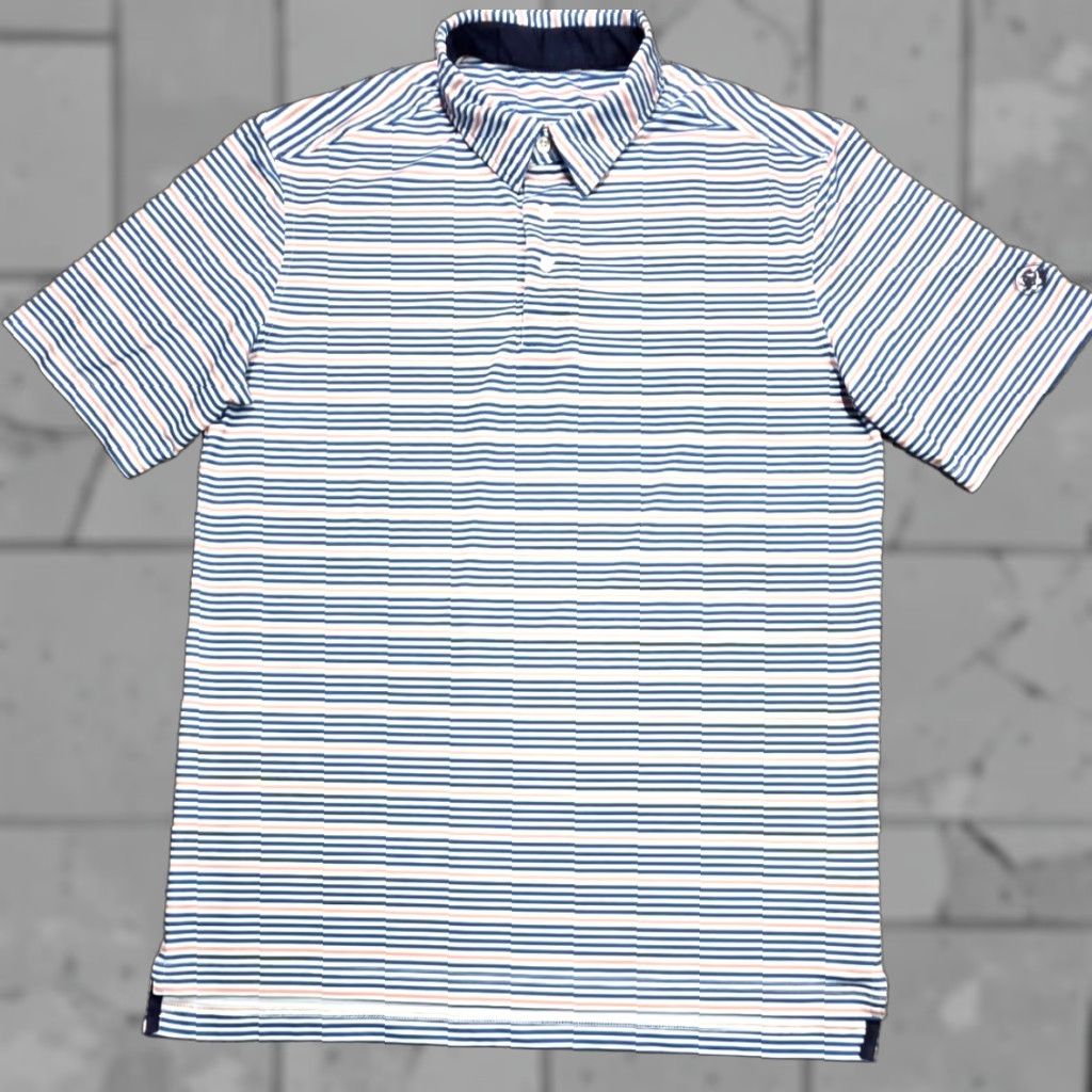 Southern Proper Southern Proper Polo Shirt Mens M Blue Multi Stripe Performance Moisture Wicking Lightweight Short Sleeve Button Logo Size US M / EU 48-50 / 2 - 1 Thumbnail