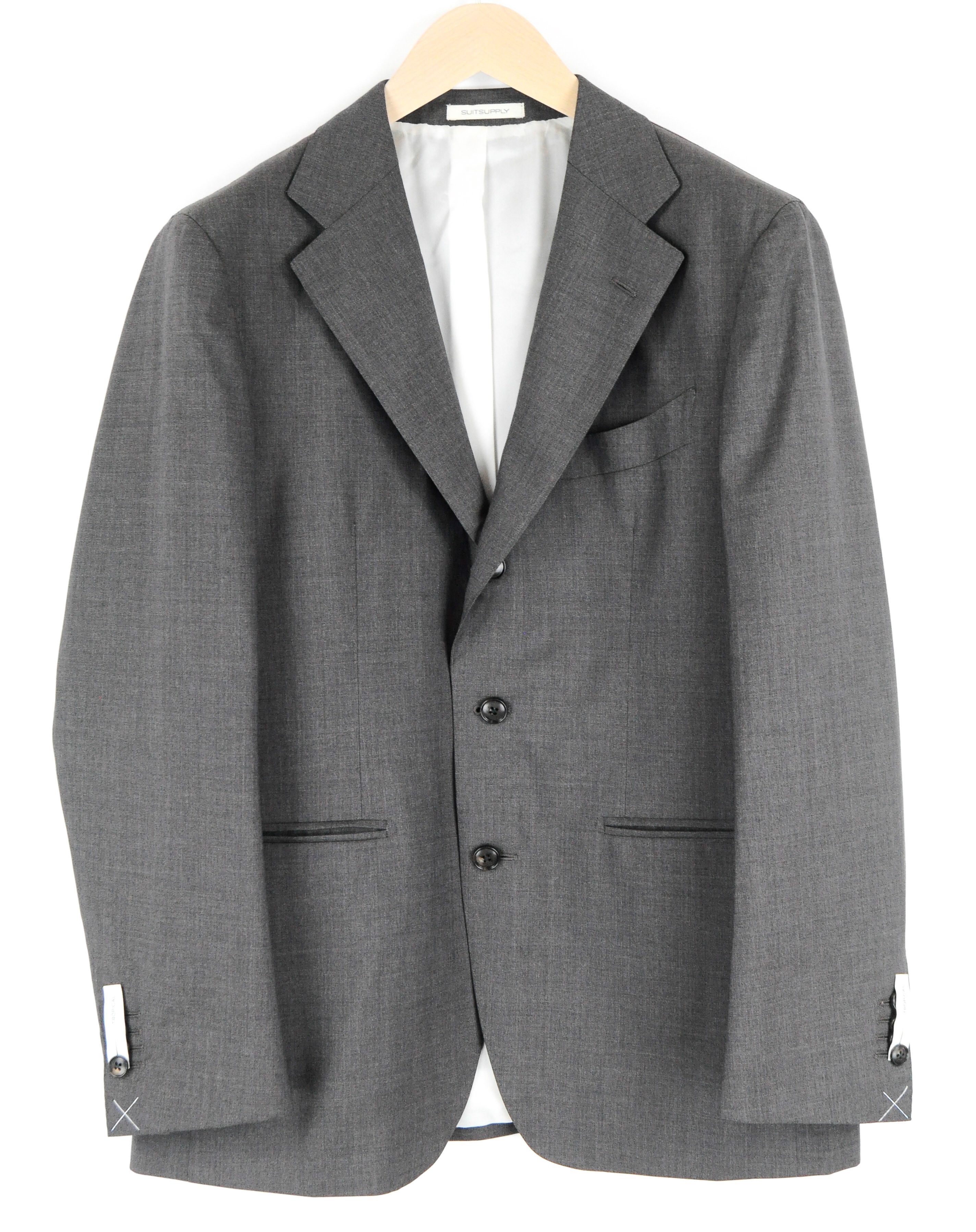 image of Suitsupply Havana Welt Uk40S Grey Slim Wool Super 120's Lined 54120, Men's