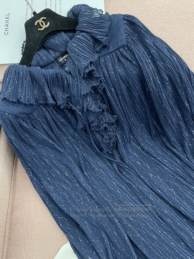 Chanel Chanel Roof Series Dark Blue Thin Glitter Ruffle Long-slee Size XS / US 0-2 / IT 36-38 - 2 Thumbnail