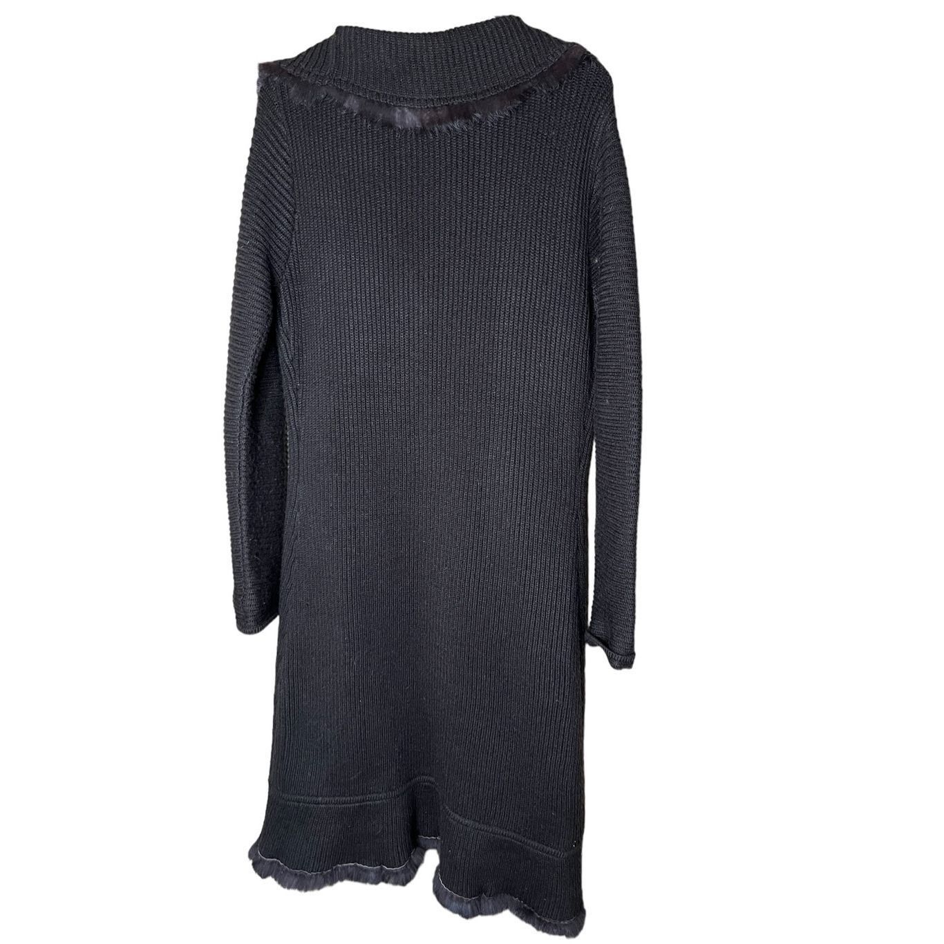 Other DOLCE CABO Black Knit Acrylic Fur Trim Long Duster Cardigan Size M / US 6-8 / IT 42-44 - 9 Thumbnail