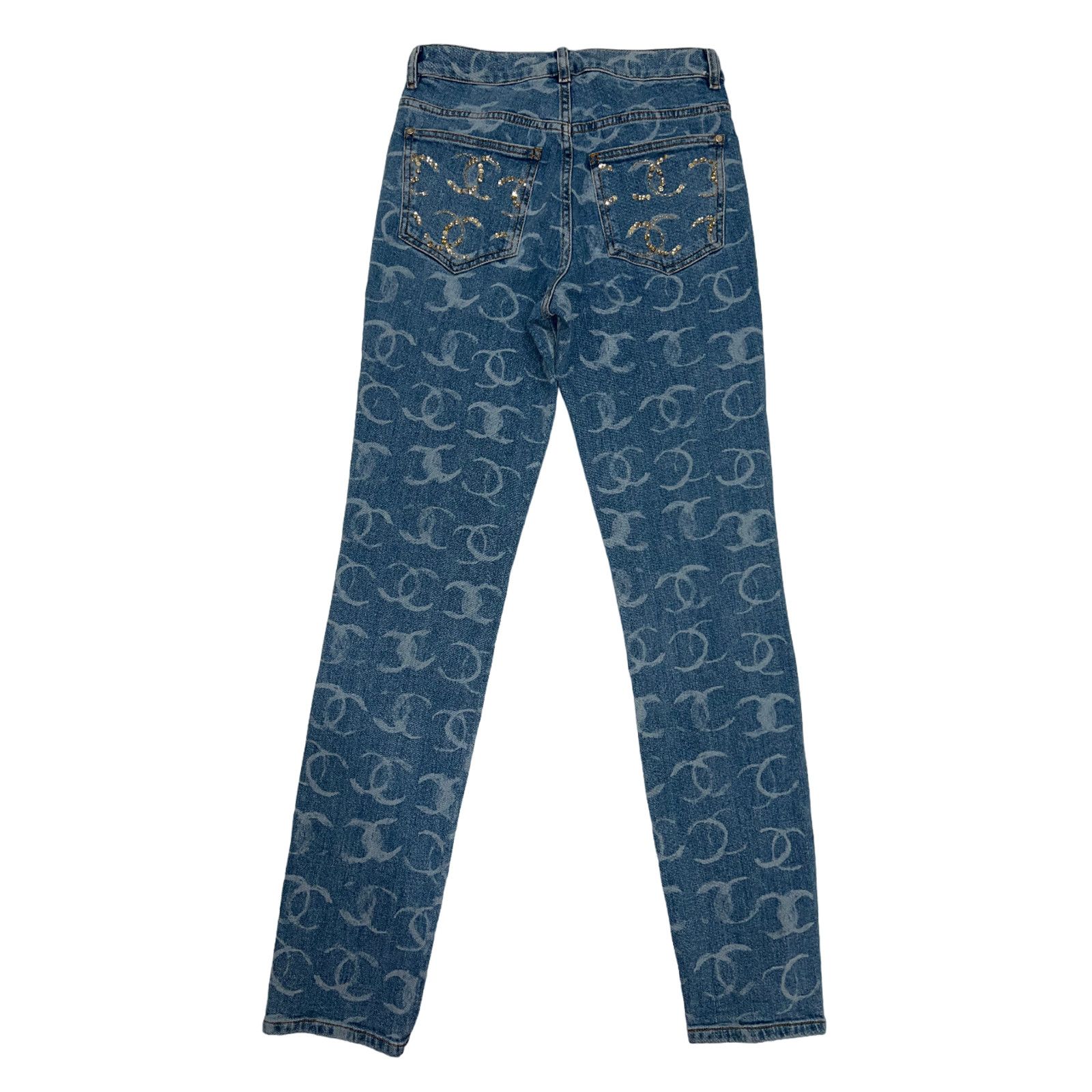 Chanel Chanel Denim White CC Printed Logo Sequin Skinny Jeans 36 Size 26" / US 2 / IT 38 - 10 Thumbnail