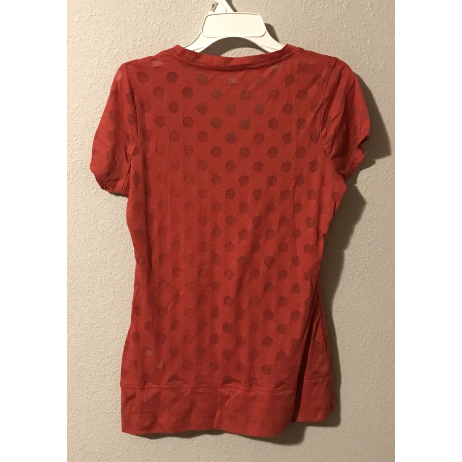 Vintage Maurices Shirt Womens Small Red Polka Dot V-Neck Short Sleeve Pullover Made In USA Blouse Size S / US 4 / IT 40 - 2 Thumbnail
