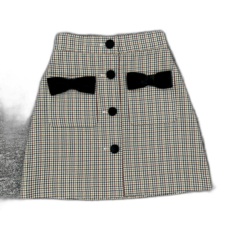 Celine Miumiu Checkered Skirt with Bow Detail Size 36" / US 14 / IT 50 - 1 Thumbnail