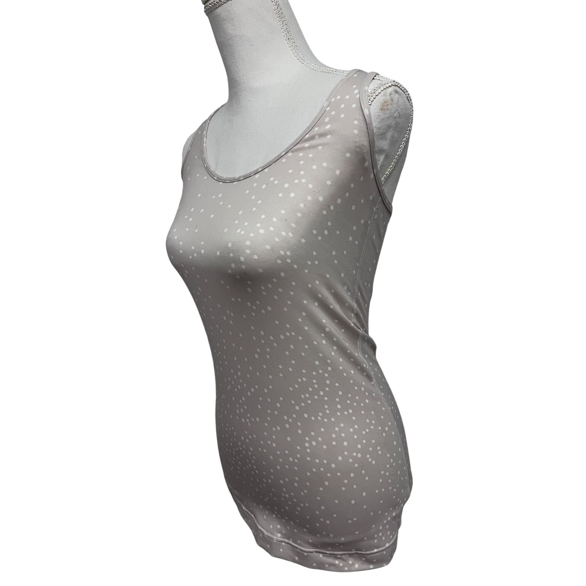 Lululemon Lululemon Beige White Polka Dot Racerback Tank Top Yoga Runn Size S / US 4 / IT 40 - 3 Thumbnail