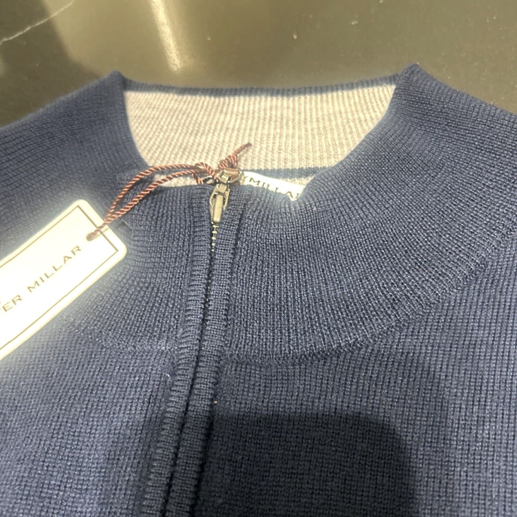 Peter Millar Peter Millar Golf Sweater Men 2XL Navy Blue 1/4 Zip Mock Neck Pullover NWT Short Sleeve Solid Mens Size US XXL / EU 58 / 5 - 6 Thumbnail