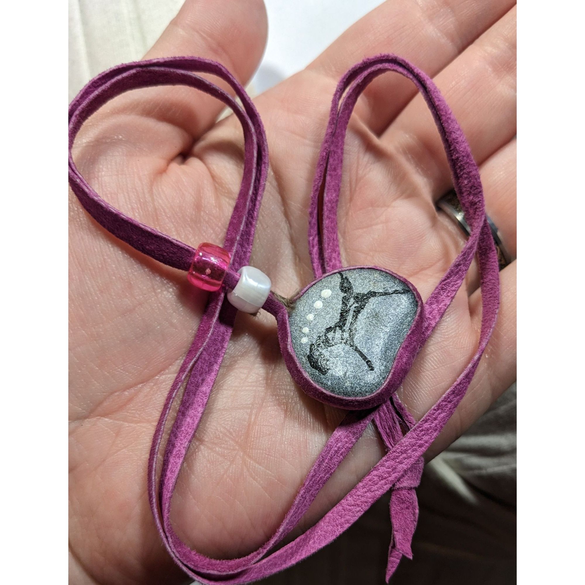 Other Native Hand Painted Mustang Rock Pendant Necklace With Purpl Size ONE SIZE - 7 Thumbnail