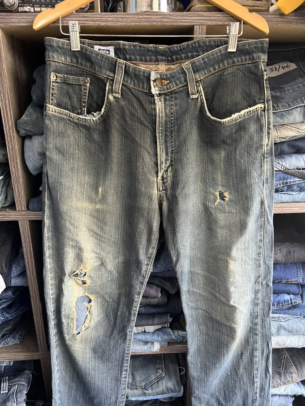 Edwin 🔥Vintage Edwin S403 Distressed Denim Size US 35 - 4 Thumbnail
