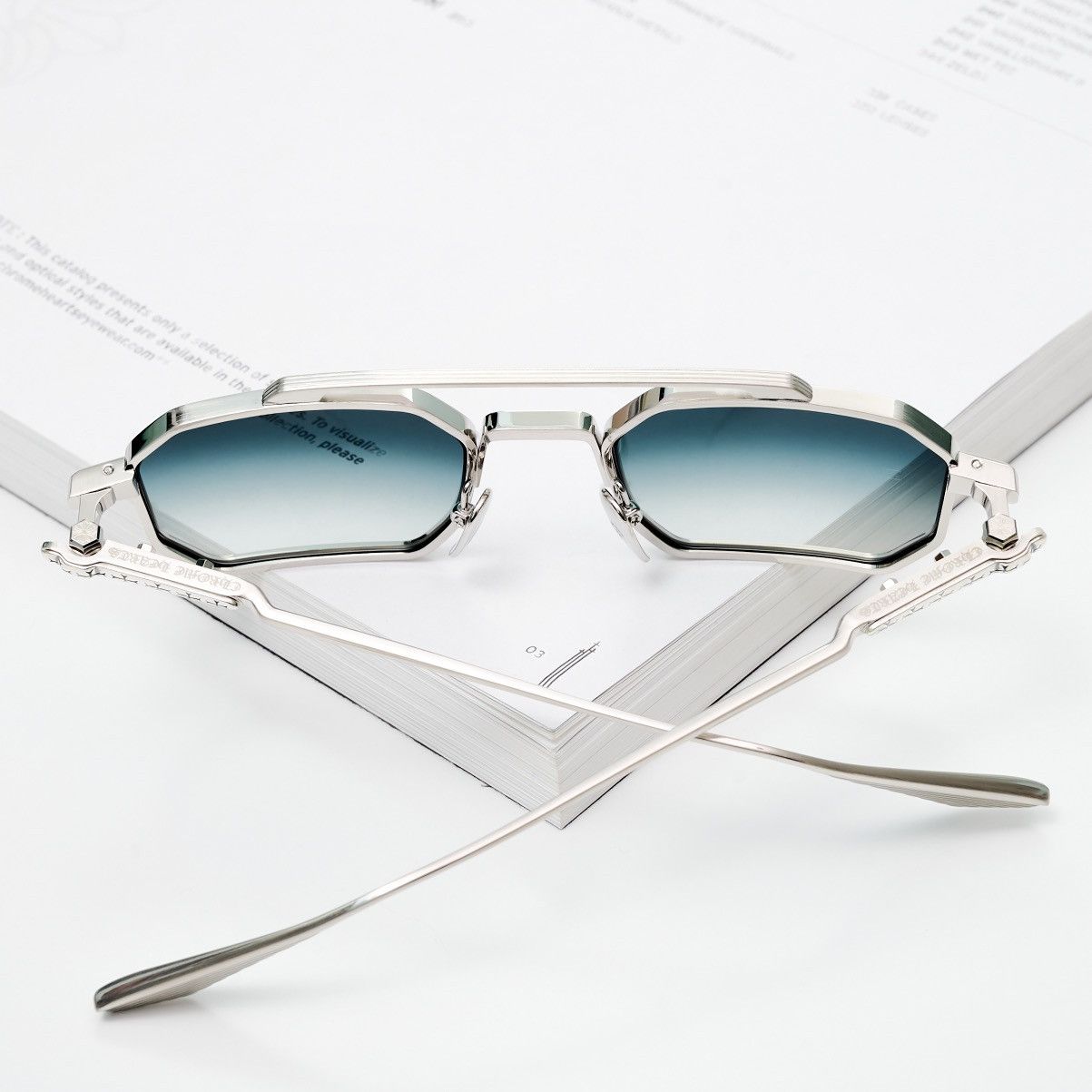 Chrome Hearts CHROME HEARTS RUMP SHINY SILVER - BRUSHED SILVER SUNGLASSES Size ONE SIZE - 7 Thumbnail