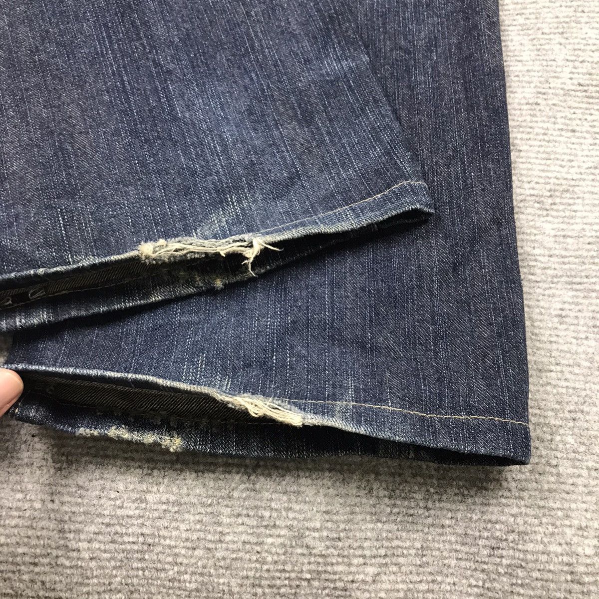 Edwin × Japanese Brand BAGGY💀RIPPED DISTRESSED EDWIN JAPAN BLUE TRIP DENIM PANTS Size US 34 / EU 50 - 11 Thumbnail