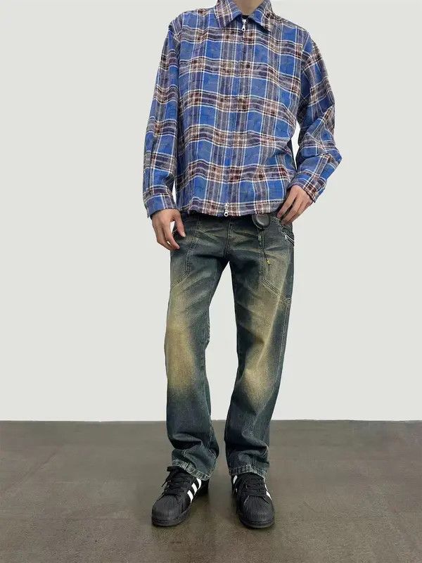 Japanese Brand × Jean Retro washed distressed corrugated jeans Size US 32 / EU 48 - 2 Thumbnail