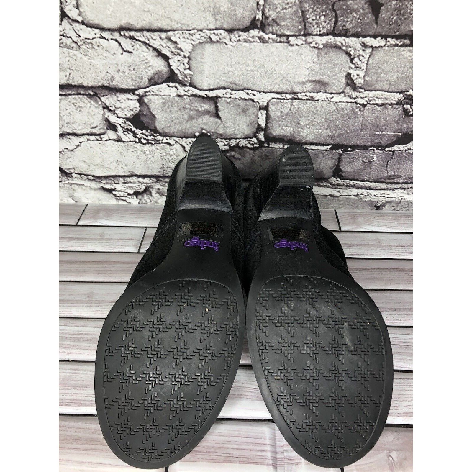 Clarks Indigo Clarks Black Suede Leather Ankle Stacked Heel Booties Size US 8 / IT 38 - 10 Thumbnail