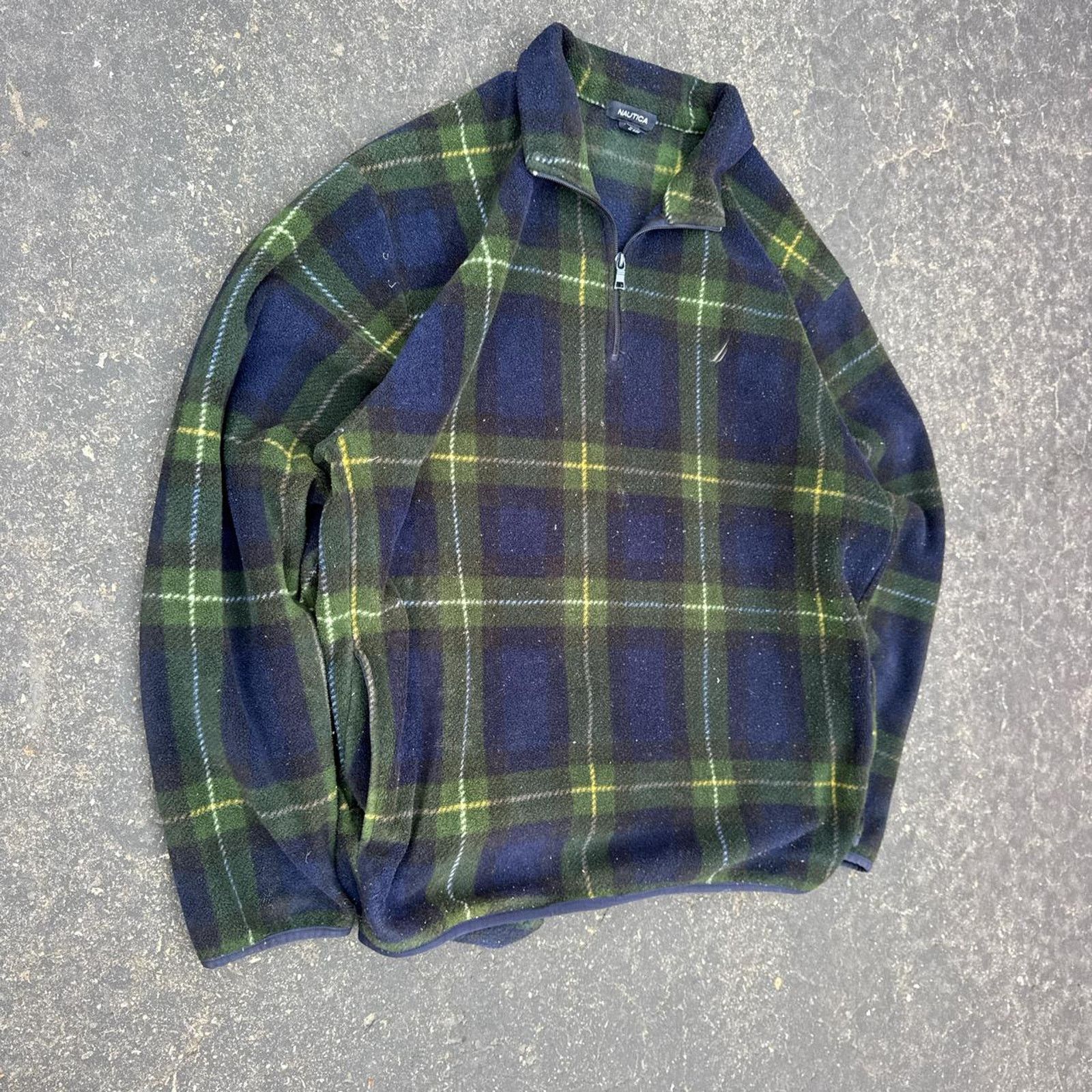 Nautica Vintage 90s Nautica Fleece Plaid QuarterZip Pullover Size XL Size US XL / EU 56 / 4 - 2 Thumbnail