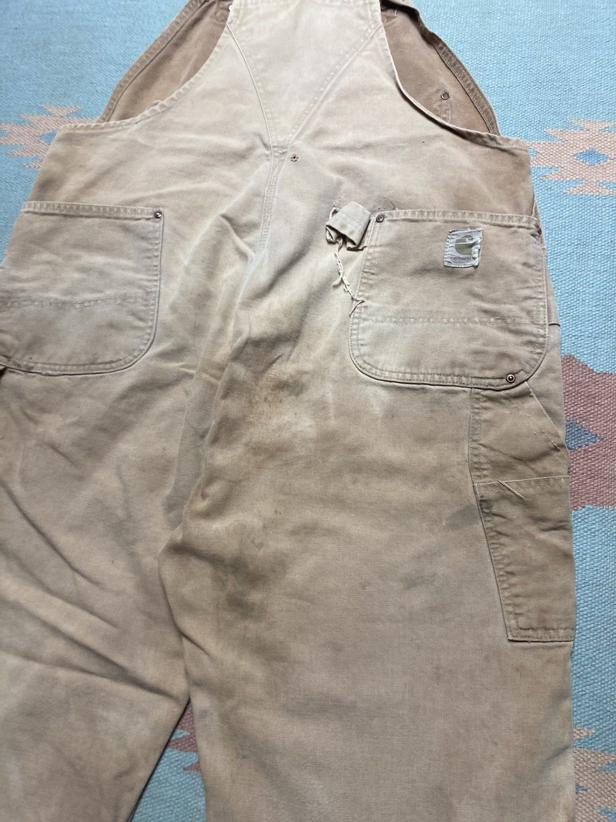 Vintage 1960s 70s carhartt overalls double knee canvas Big C 40x27 Size US 40 / EU 56 - 14 Thumbnail