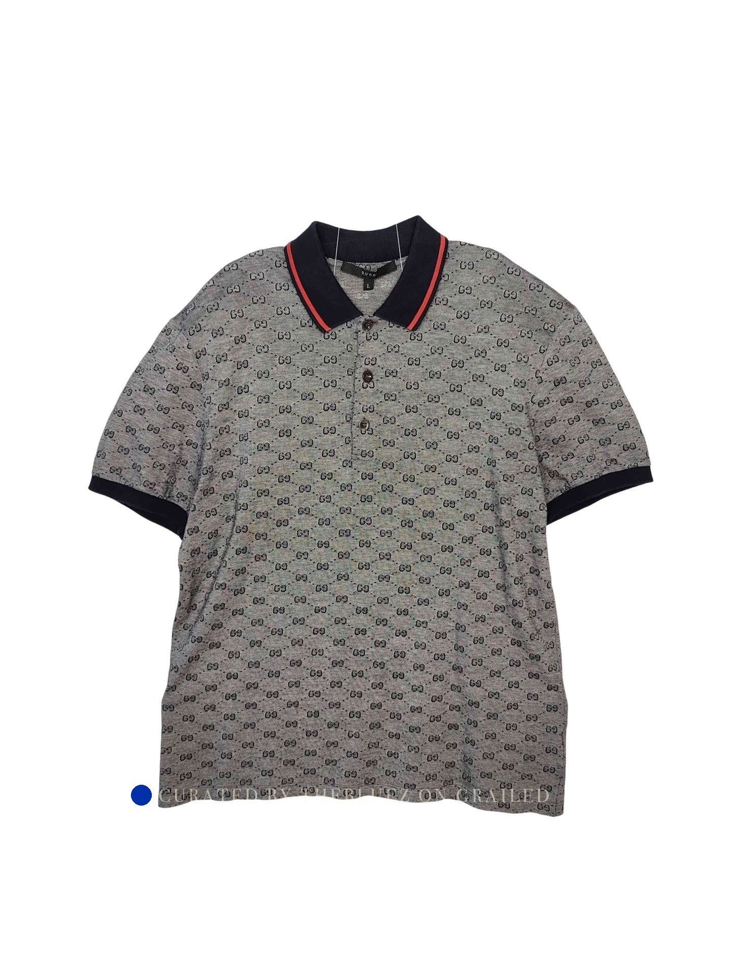 Gucci Gray Patterned Short-Sleeve Polo Shirt Size L Size US L / EU 52-54 / 3 - 1 Thumbnail