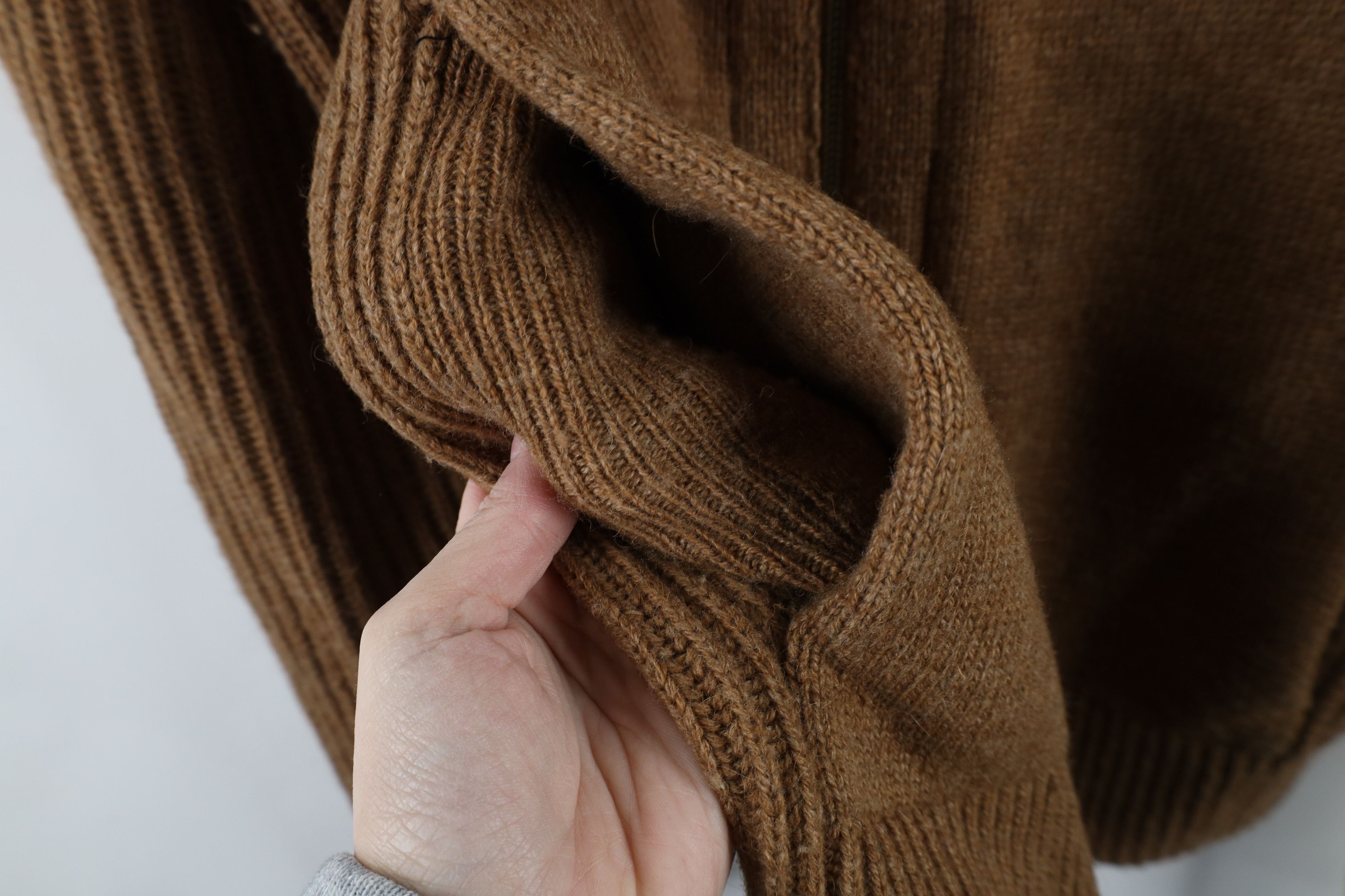 Banana Republic × Vintage Banana Republic Camel Chunky Ribbed Knit Full Zip Sweater Size US M / EU 48-50 / 2 - 5 Thumbnail
