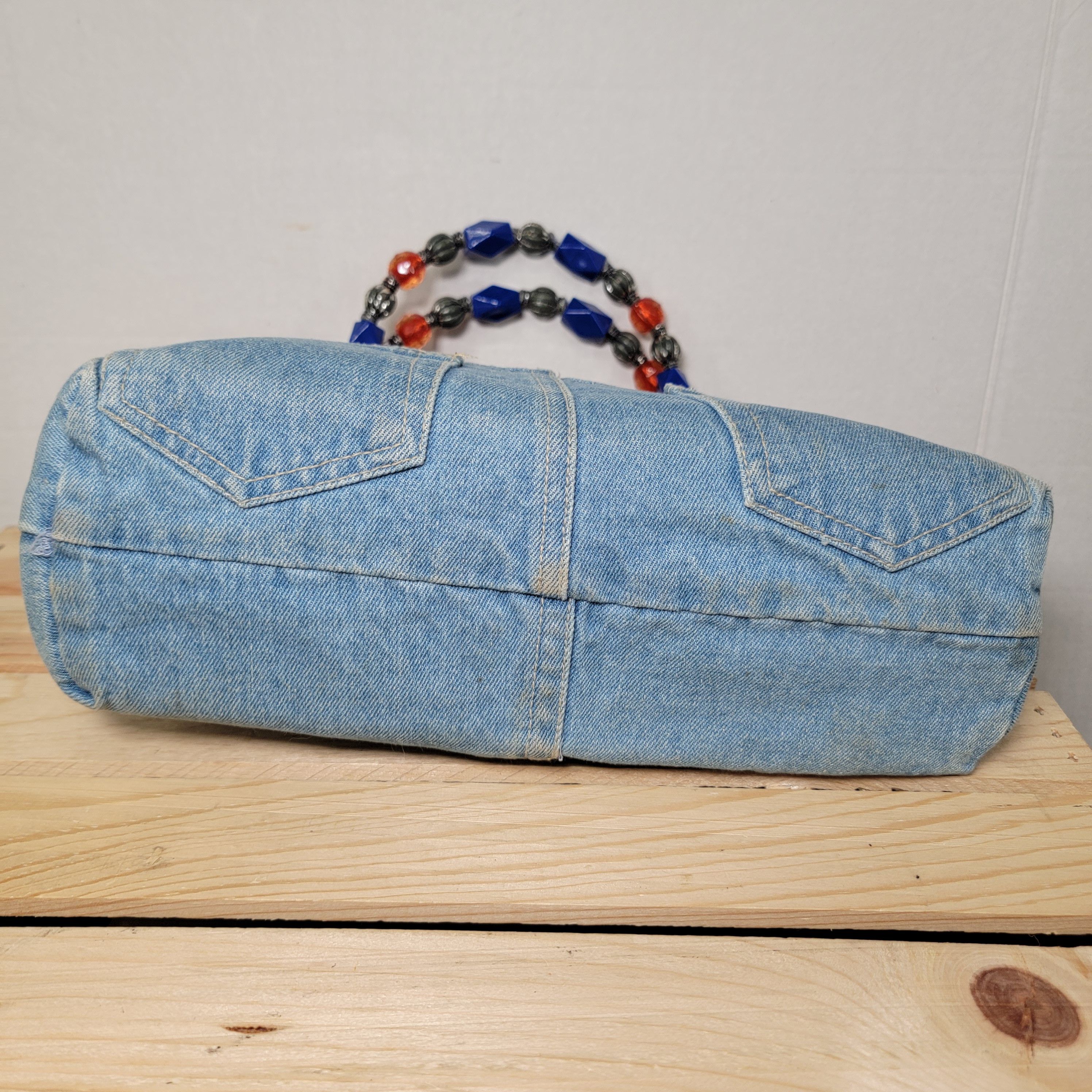 Other Texas Denim Jeans Western Purse w/ Beaded Handles Size ONE SIZE - 7 Thumbnail
