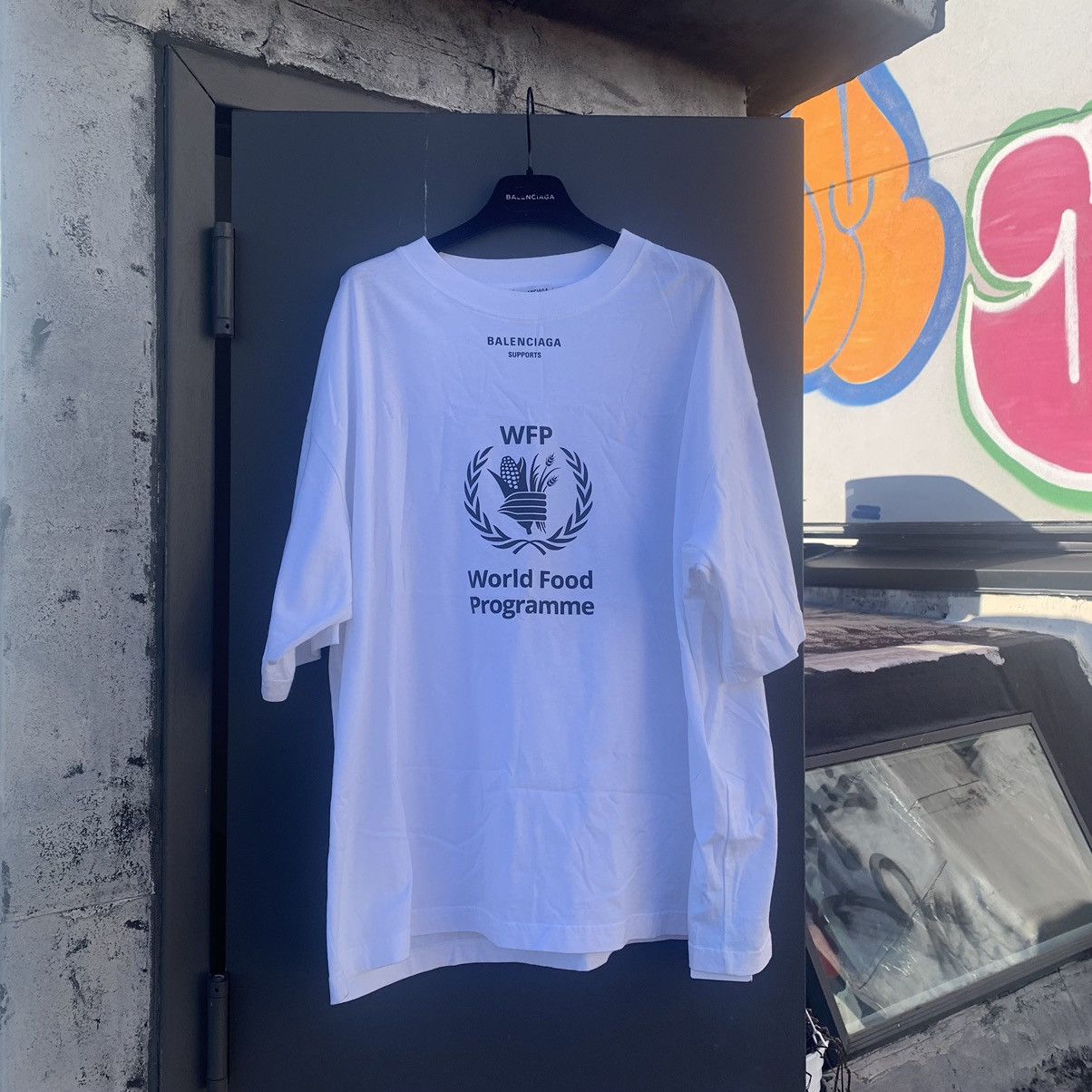 image of Balenciaga World Food Programme Shirt in White, Men's (Size XL)