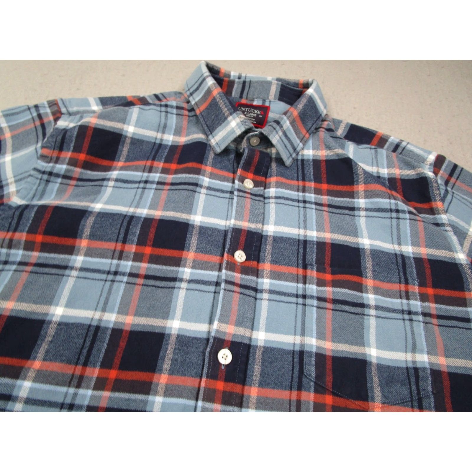 UNTUCKit UNTUCKit Button Up Shirt Mens Extra Large Blue Plaid Slim Fit Flannel Mens Size US XL / EU 56 / 4 - 2 Thumbnail