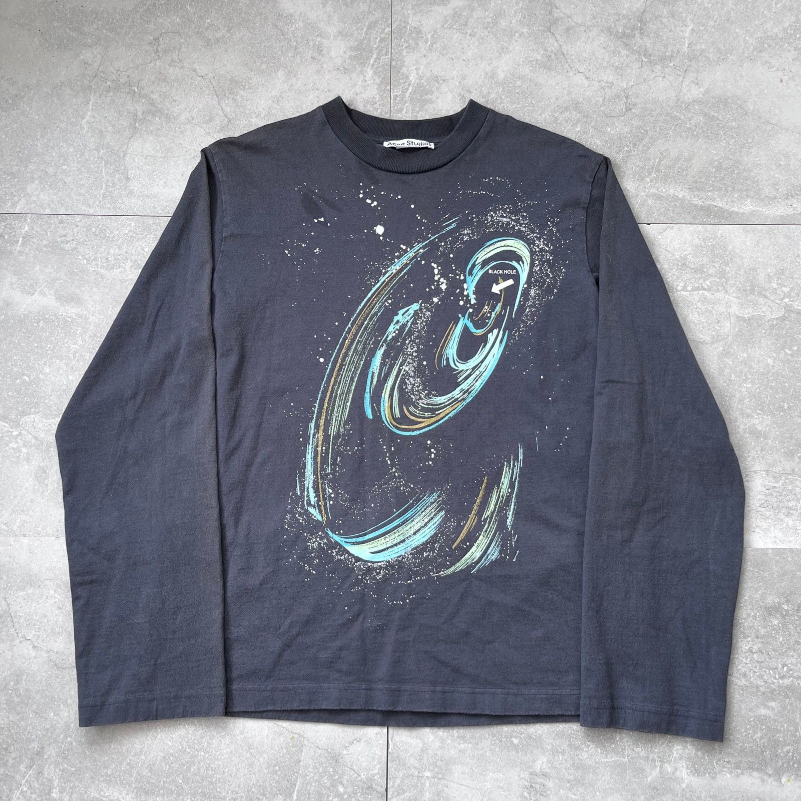 Acne Studios Black Hole Graphic Long Sleeve Shirt Size S