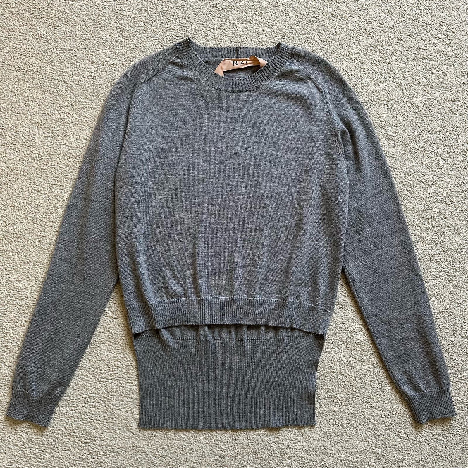 image of No 21 N21 Numero Ventuno Long Tail Wool Sweater | 40 in Grey, Women's (Size Small)