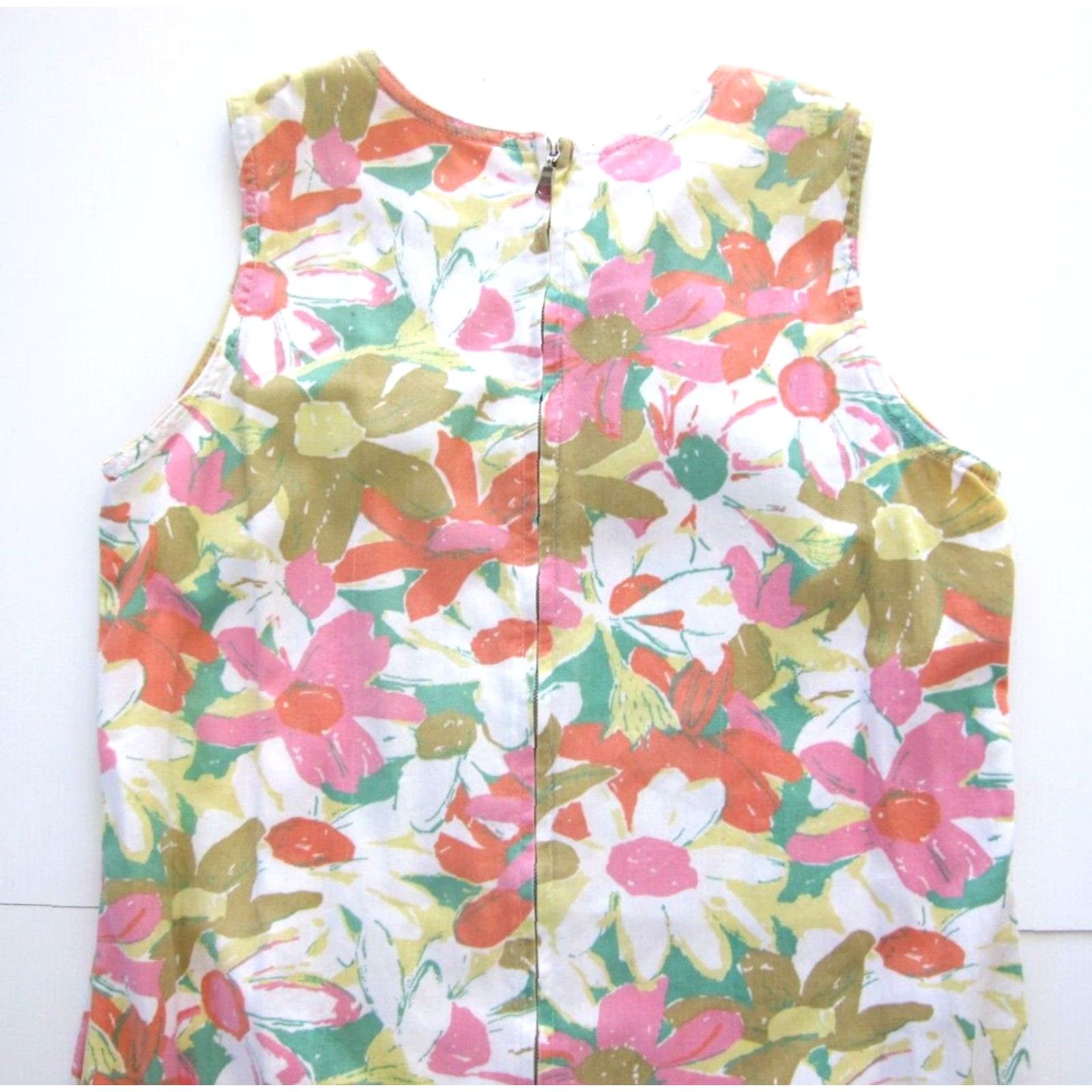 Pinko VINTAGE A.M.I. 100% Cotton Yellow Green Pink Floral Sleeveless Sheath Tank Dress M Dress Size M / US 6-8 / IT 42-44 - 5 Thumbnail