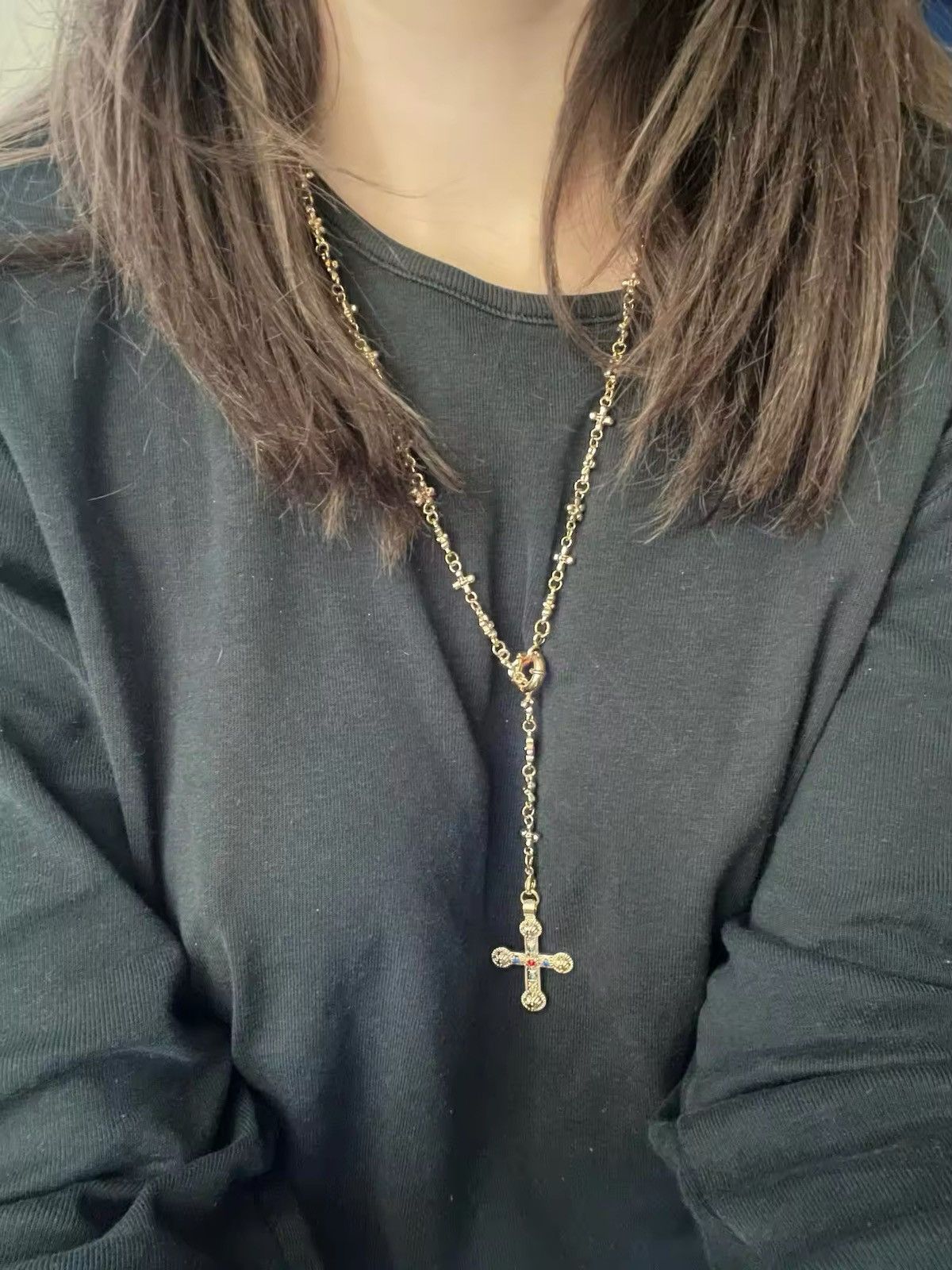 Japanese Brand × Vintage Zircon Cross Pendant Necklace Size ONE SIZE - 2 Thumbnail