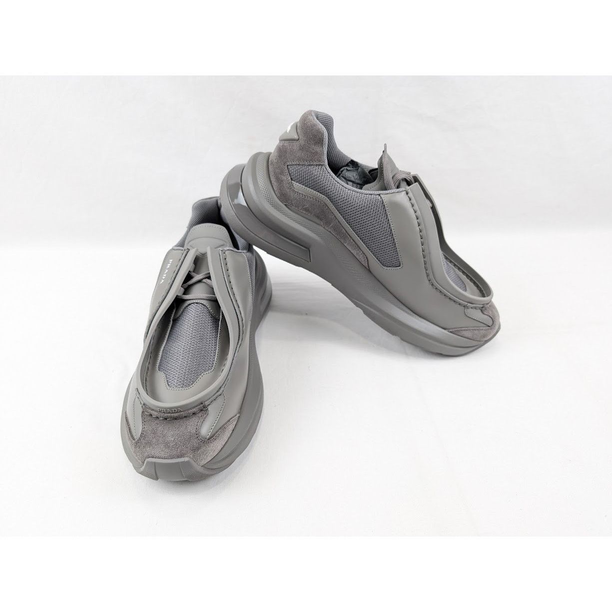 Prada o1rshd1 Spaz Rois Bike Sneakers in Marmo Size US 12 / EU 45 - 13 Thumbnail