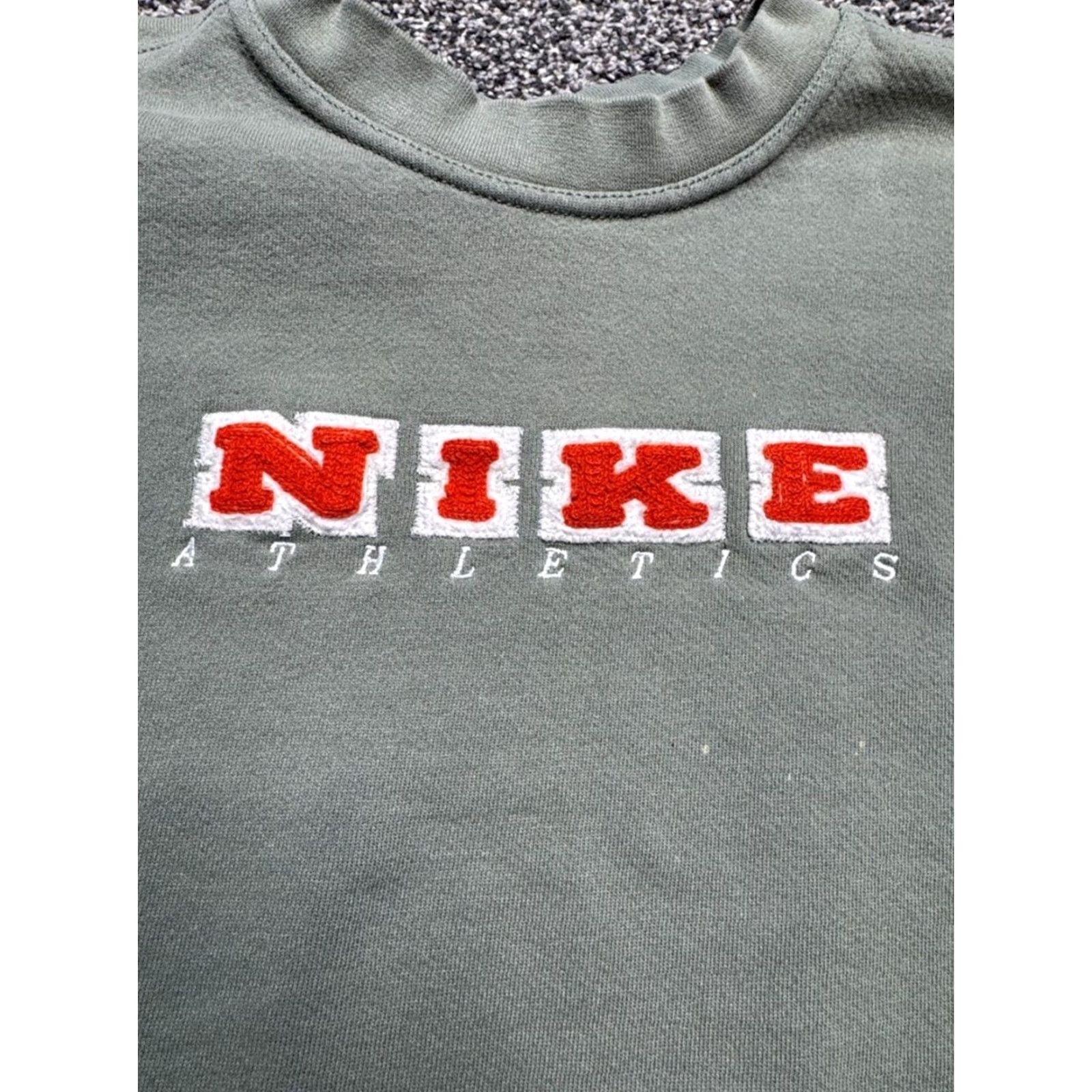 Nike VINTAGE Nike Center Fuzzy Spellout Olive Green Crew Sweatshirt Hoodie Mens M Size US M / EU 48-50 / 2 - 3 Thumbnail
