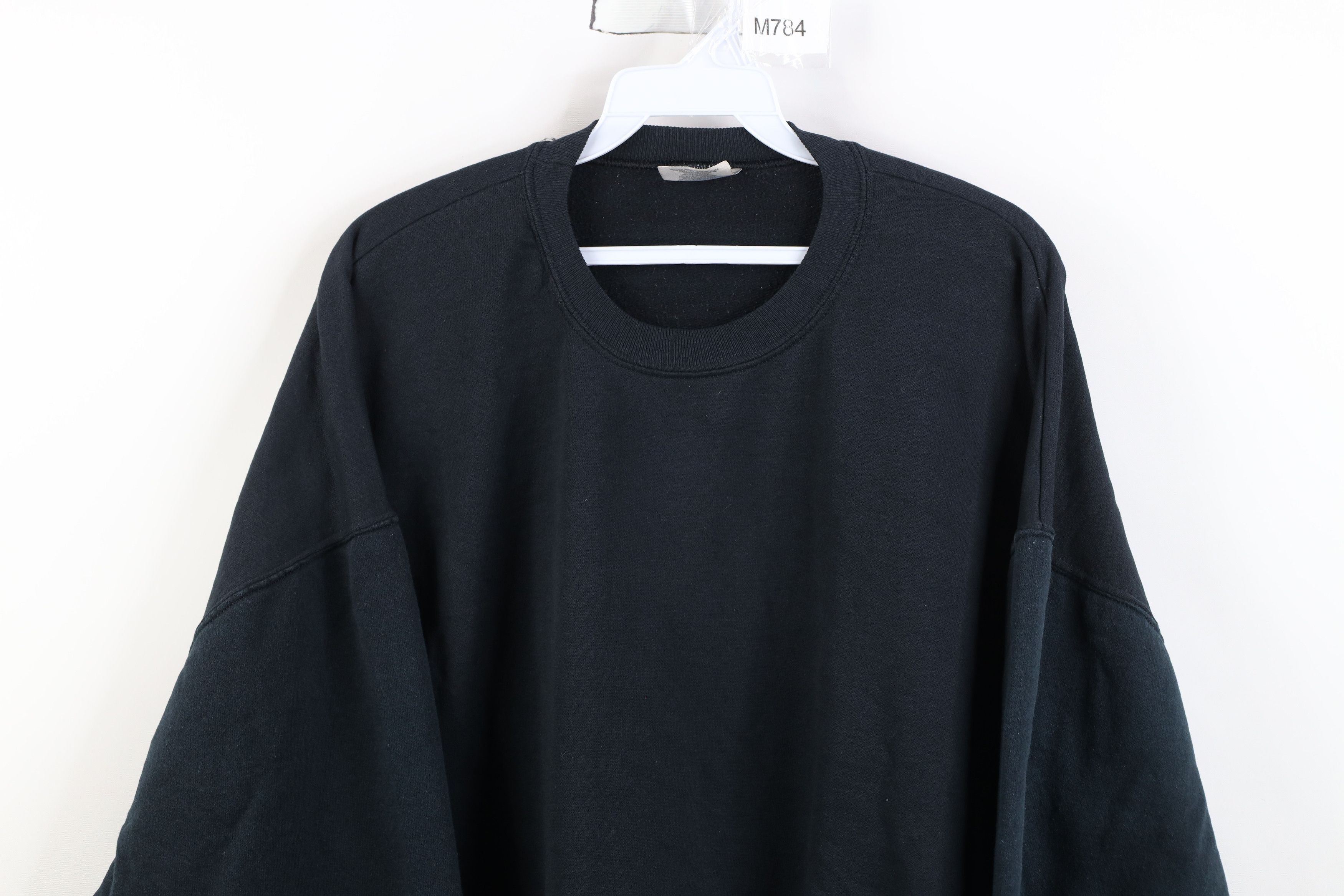 Vintage Vintage 90s Y2K Streetwear Blank Crewneck Sweatshirt Black Size US XL / EU 56 / 4 - 2 Thumbnail