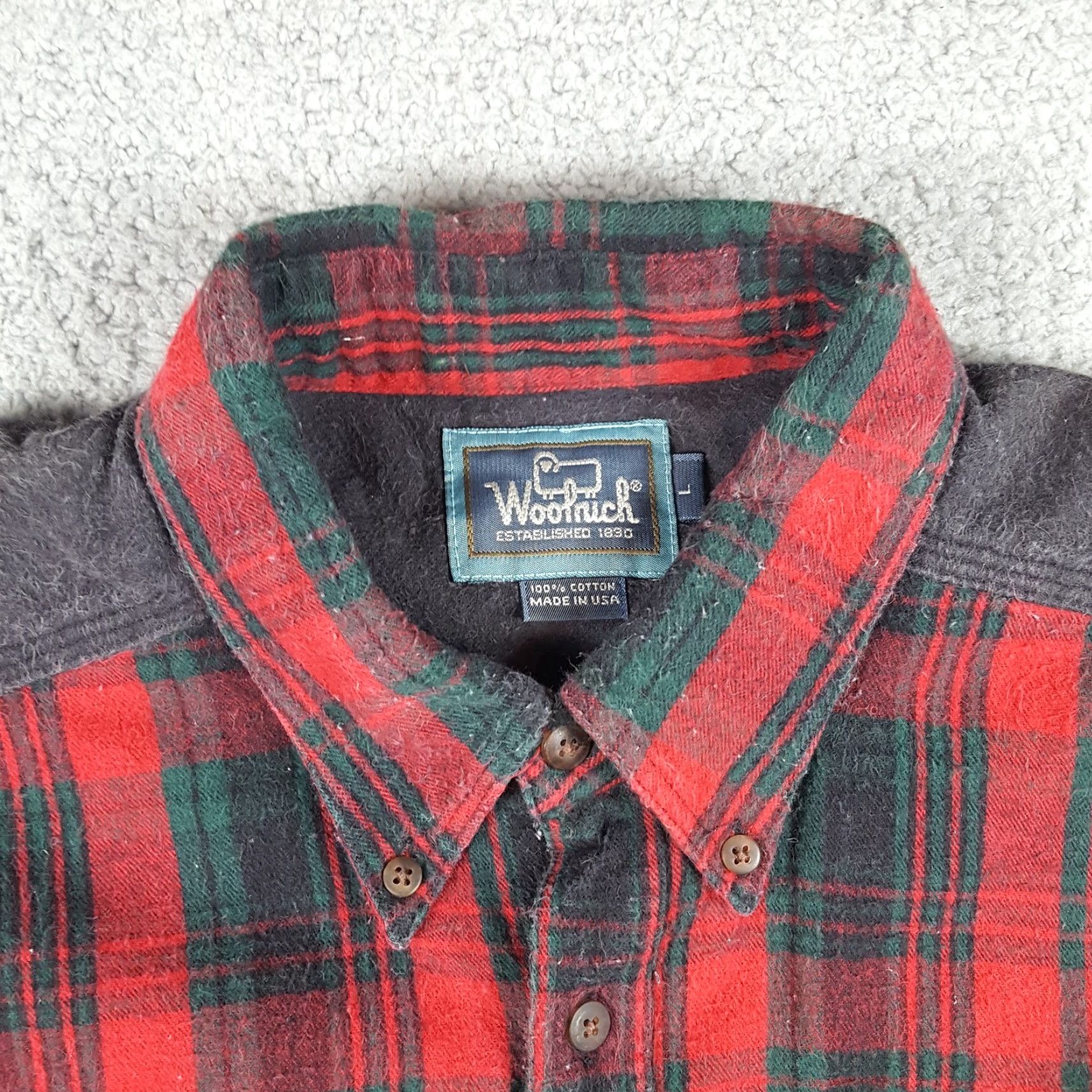 Vintage VINTAGE Woolrich Button-Up Shirt L Mens Plaid Woolrich Lumberjack 90s Red Cotton Flannel Workwear Mens Size US L / EU 52-54 / 3 - 5 Thumbnail