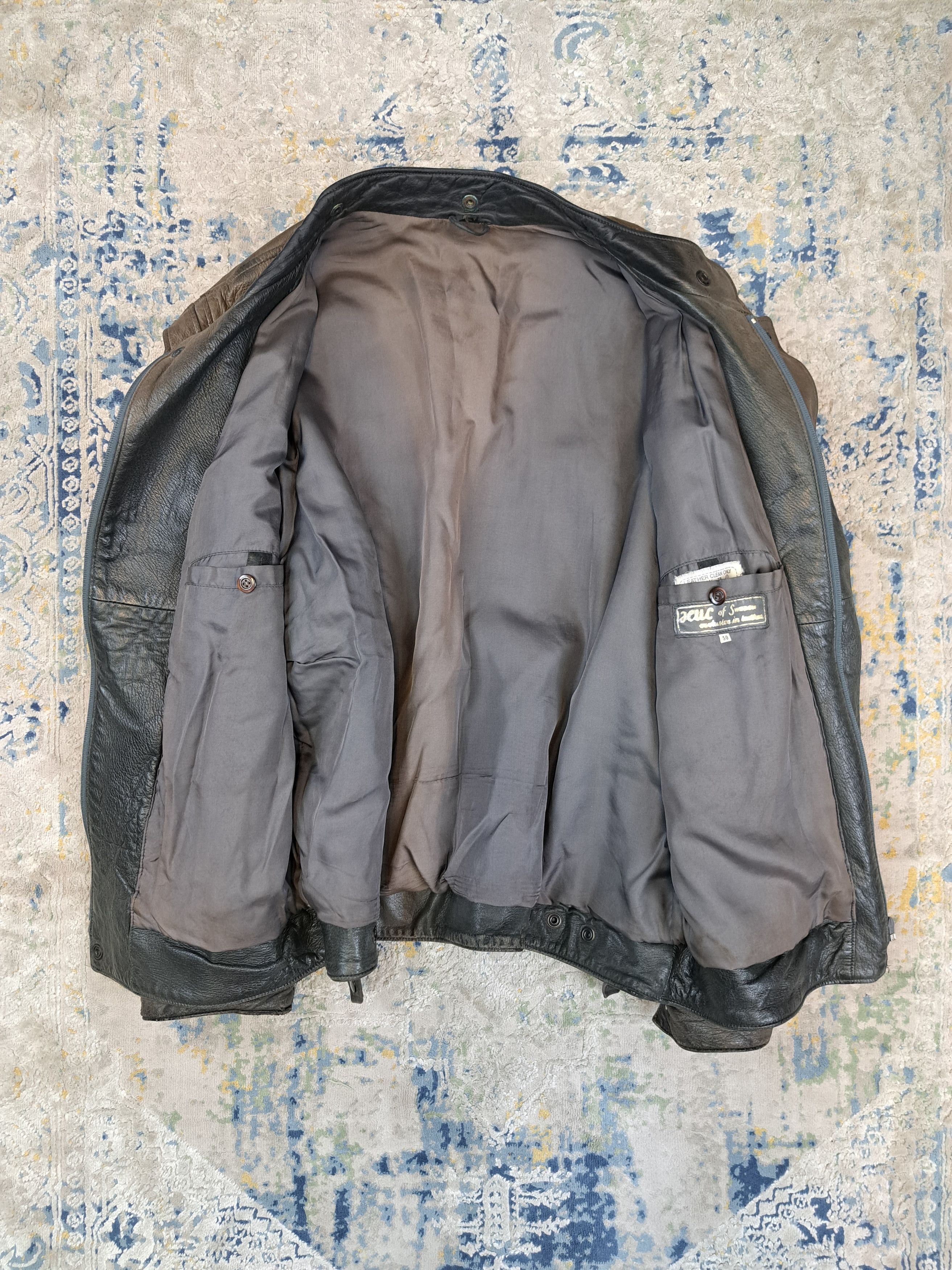 Genuine Leather Archive Boxy Cropped Leather Jacket Faded Cafe Racer Moto Size US XL / EU 56 / 4 - 8 Thumbnail