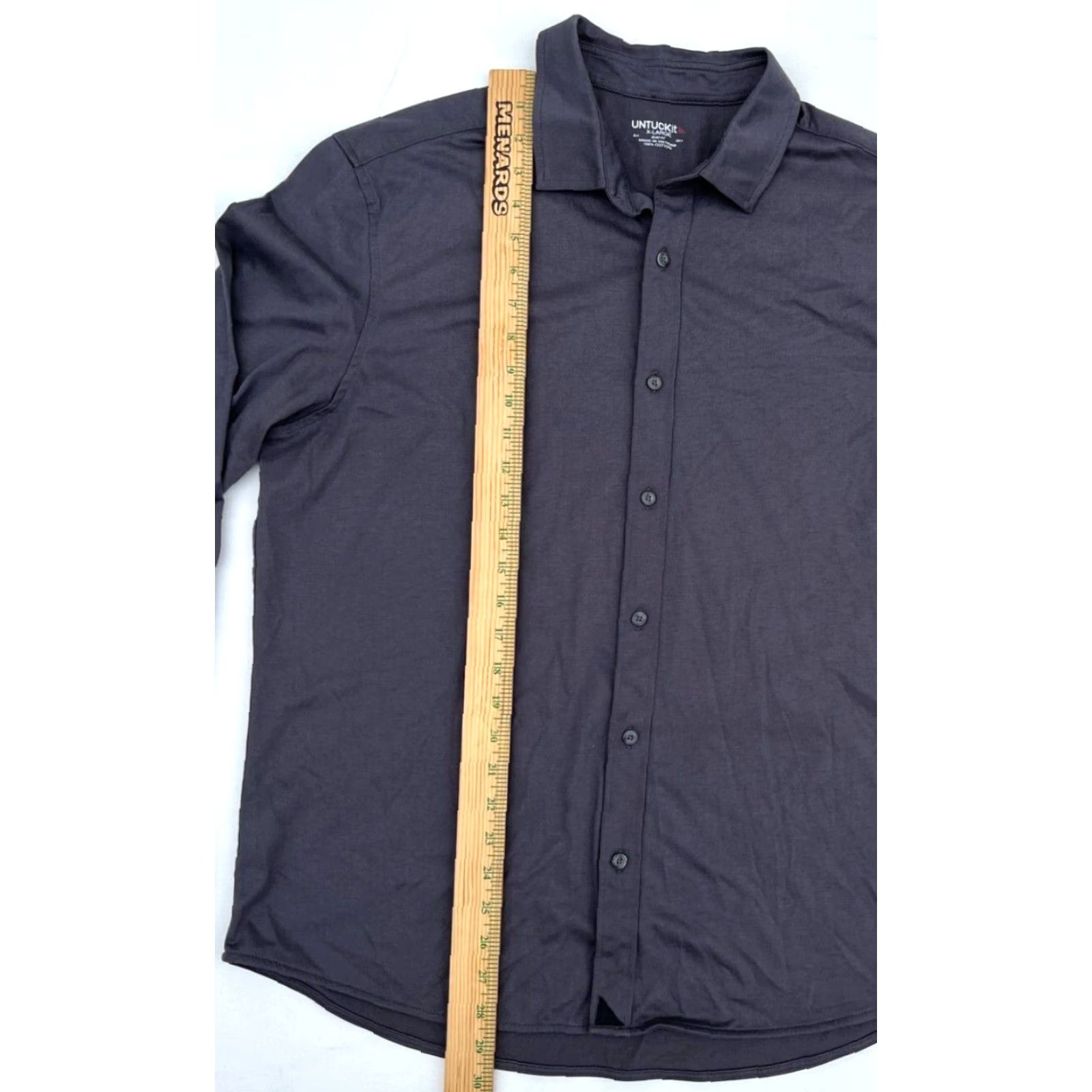 UNTUCKit UNTUCKit Luxe Tee BD Shirt Slim Fit Gray XL UNTUCKit Men Button-Up Shirt Gray Cotton Jersey Long Sleeve Size US XL / EU 56 / 4 - 7 Thumbnail