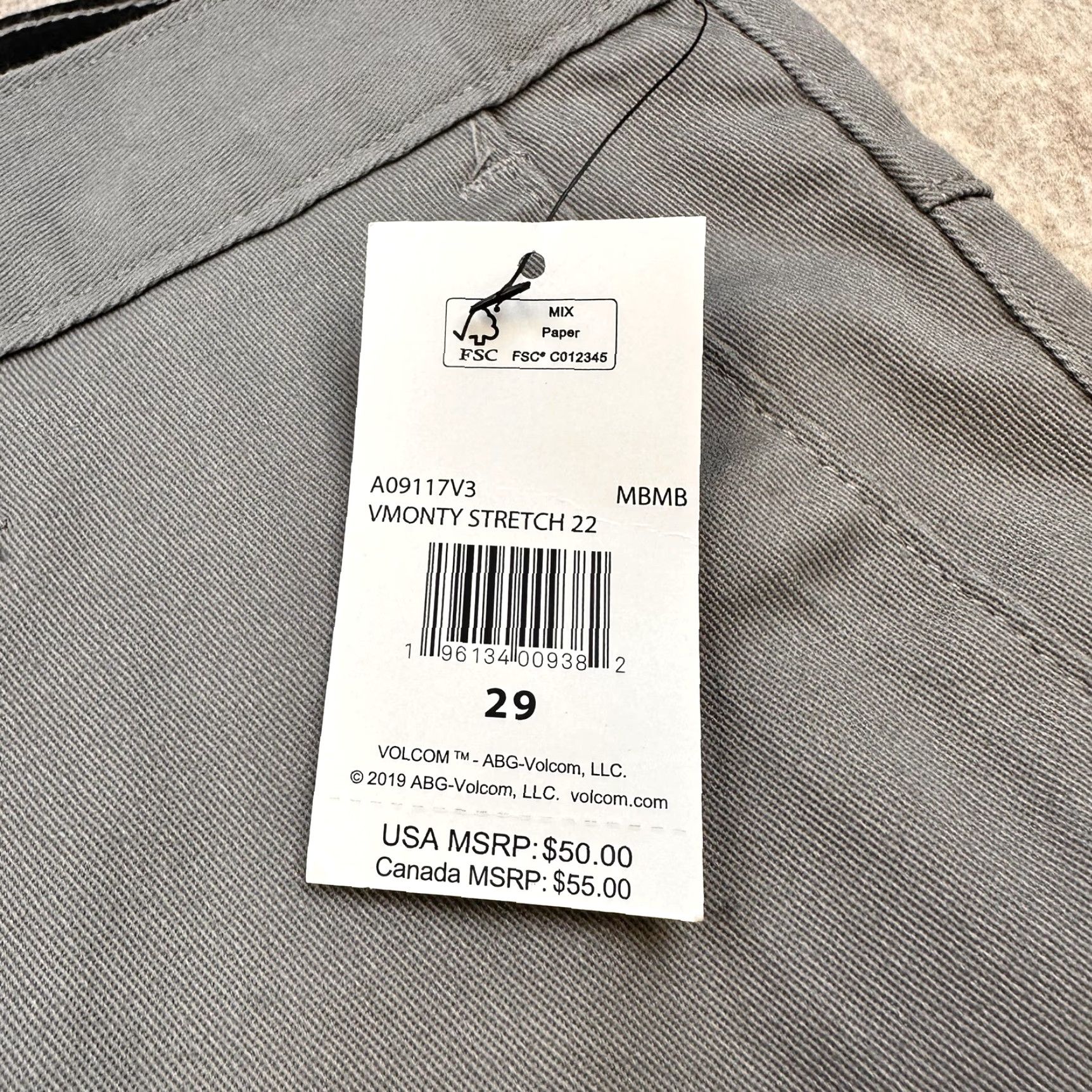 Volcom Volcom Shorts Mens 29 Gray Chino Casual Stretch Flat Front NWT A09117V3 Size US 29 - 5 Thumbnail