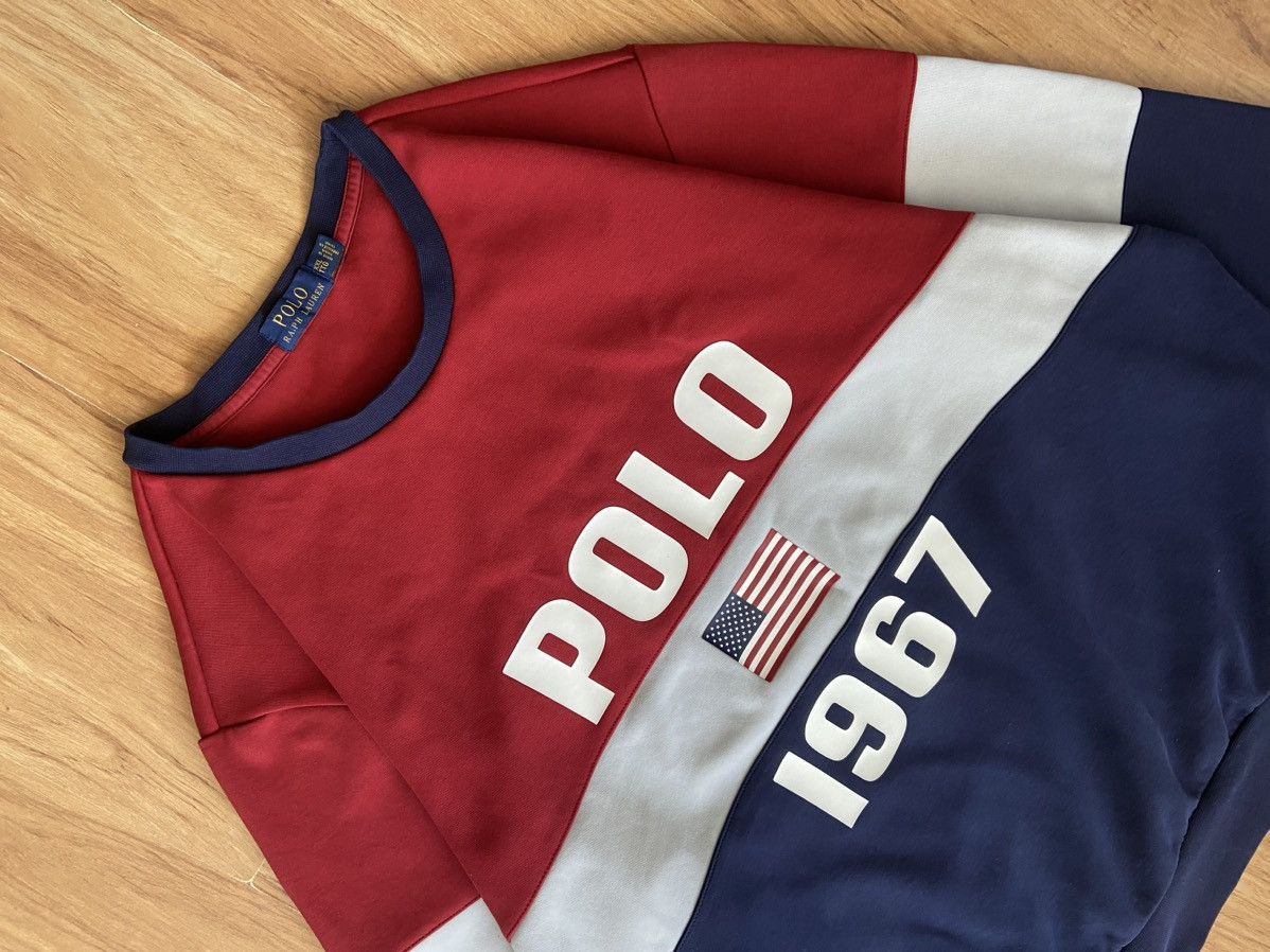 Polo Ralph Lauren Polo Ralph Lauren Colorblock Crewneck Sweatshirt USA Flag Size US XXL / EU 58 / 5 - 2 Thumbnail